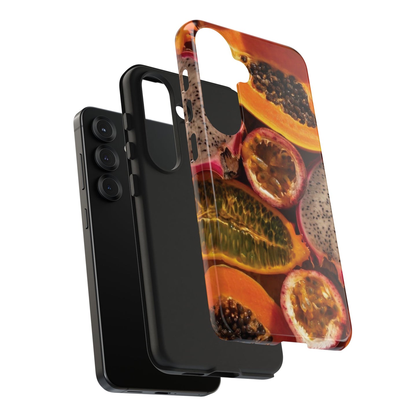 Tropical Fruit Tough Phone Case — Papaya & Dragon Fruit Design