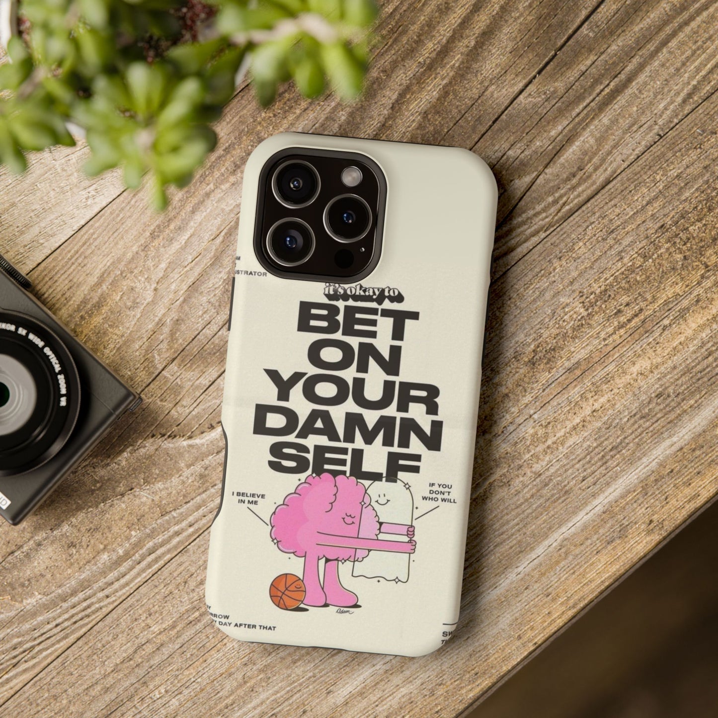 Magnetic Impact-Resistant Case — "Bet On Your Damn Self" Motivational Phone Cover