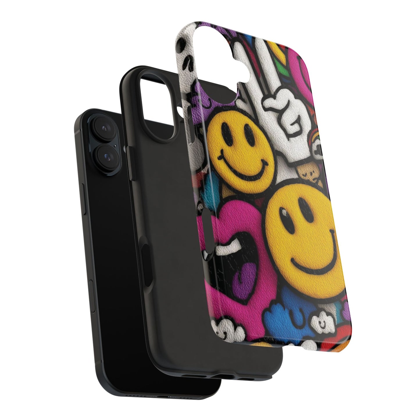 Smiley Graffiti Tough Phone Case – Colorful Urban Art Protection