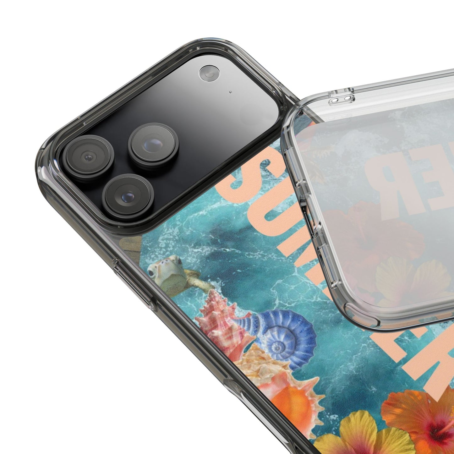 Summer Floral Clear Impact Phone Case — "SUMMER" Tropical Hibiscus Design