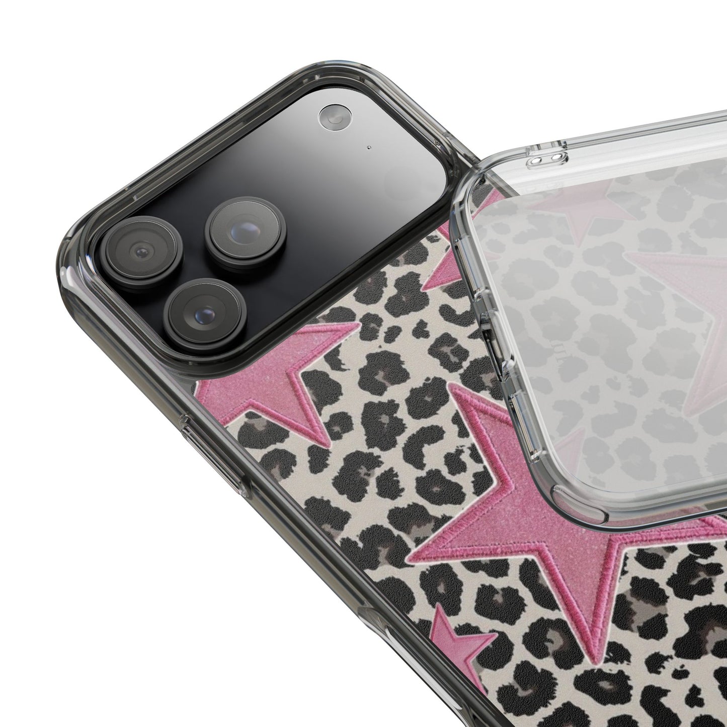 Pink Star Leopard Clear Impact Phone Case