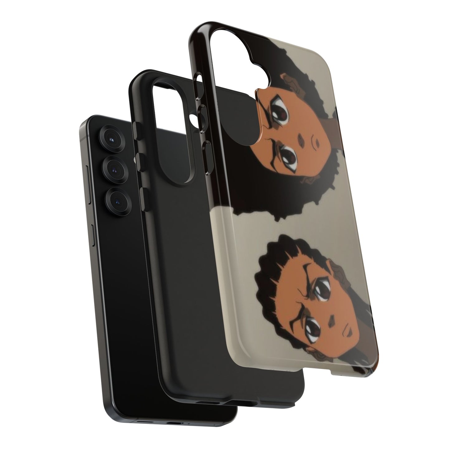 Tough Phone Case — Afro Anime Duo Face Design, Protective Shockproof Cover