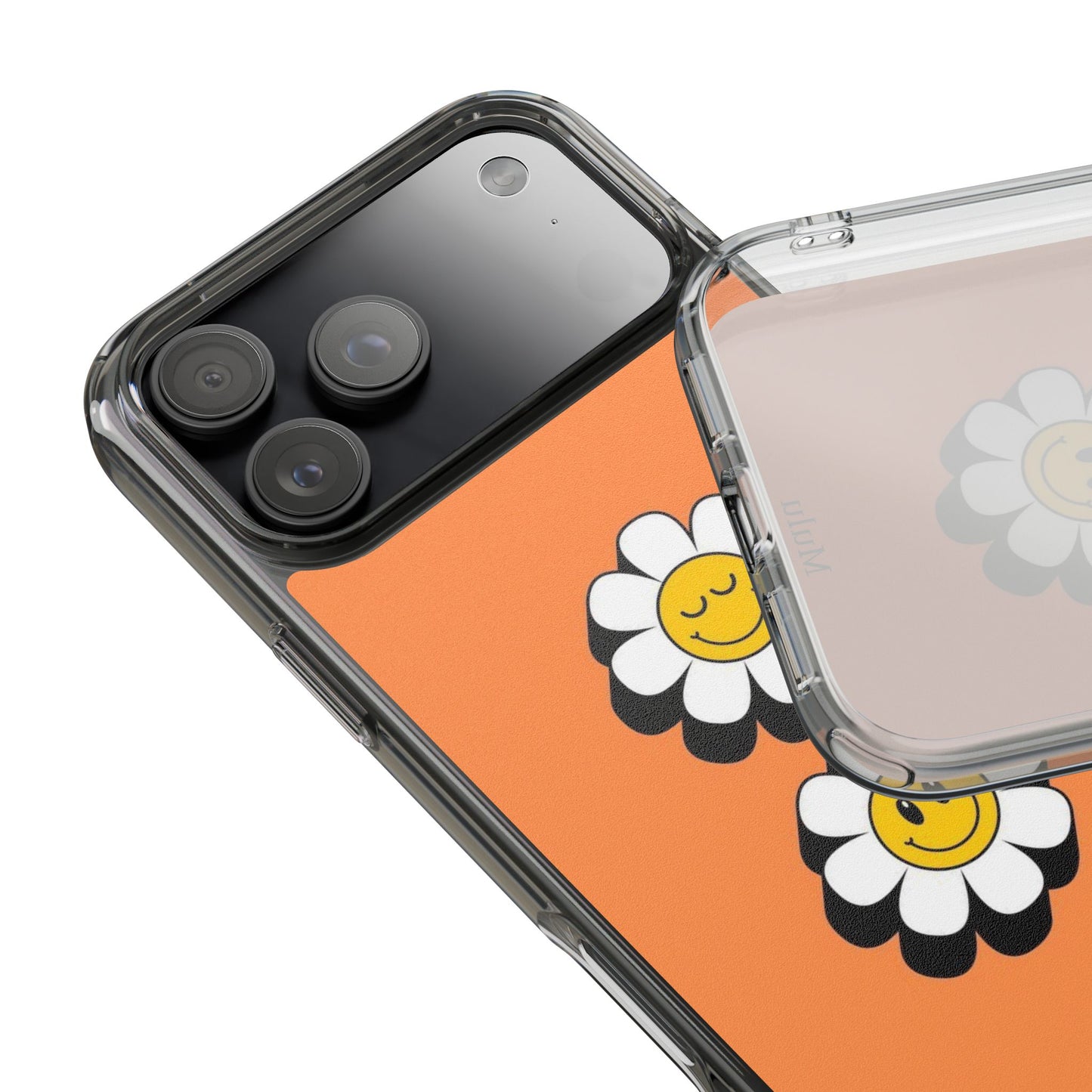 Phone Case — Orange Smiley Daisy Clear Impact‑Resistant Case