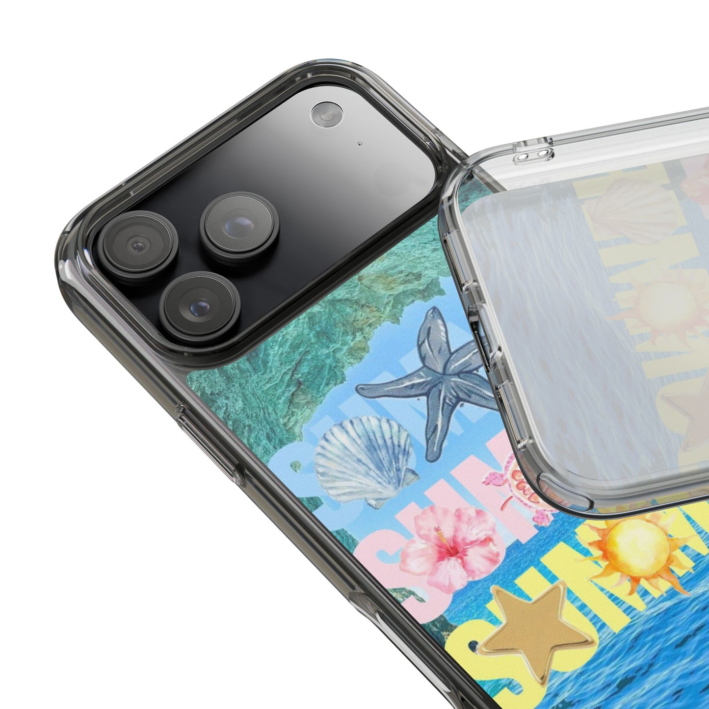 Clear Summer Beach Phone Case — Impact‑Resistant Tropical Design