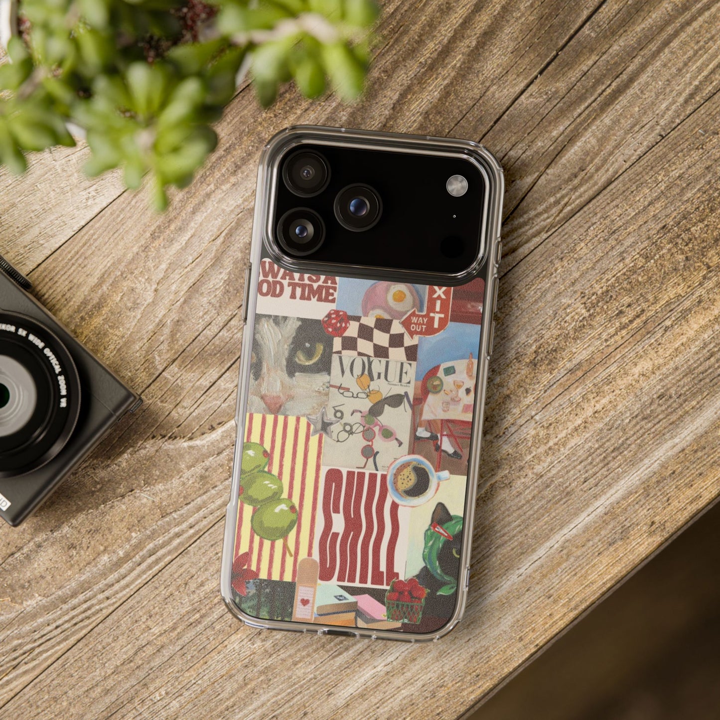 Collage Vintage Aesthetic Clear Impact-Resistant Phone Case