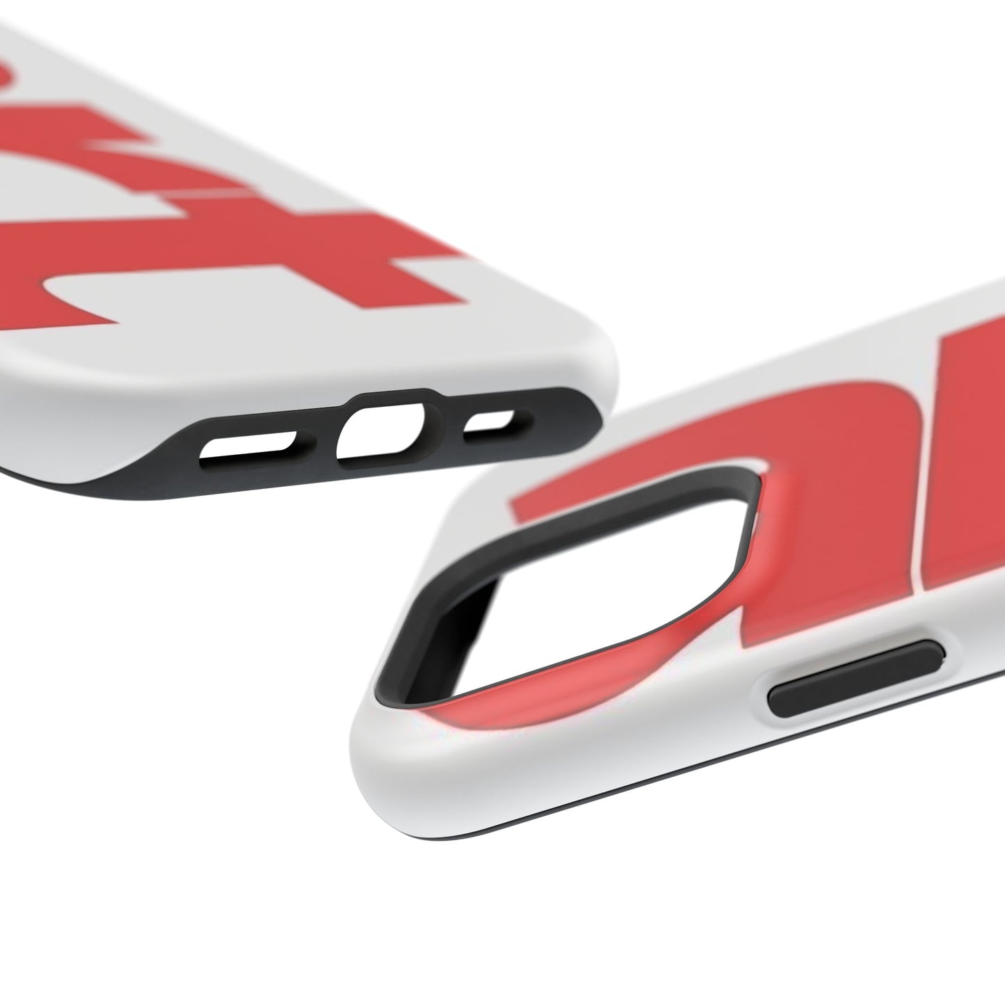 Magnetic Impact-Resistant Phone Case — Bold Red Typographic Design