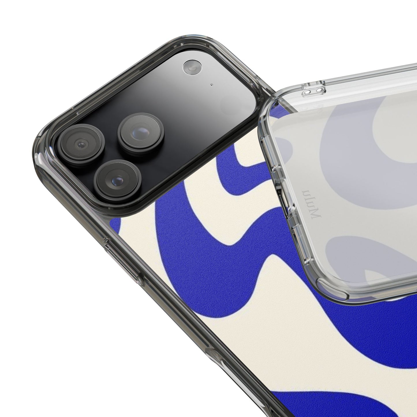 Clear Impact-Resistant Case — Blue Abstract Wavy Pattern