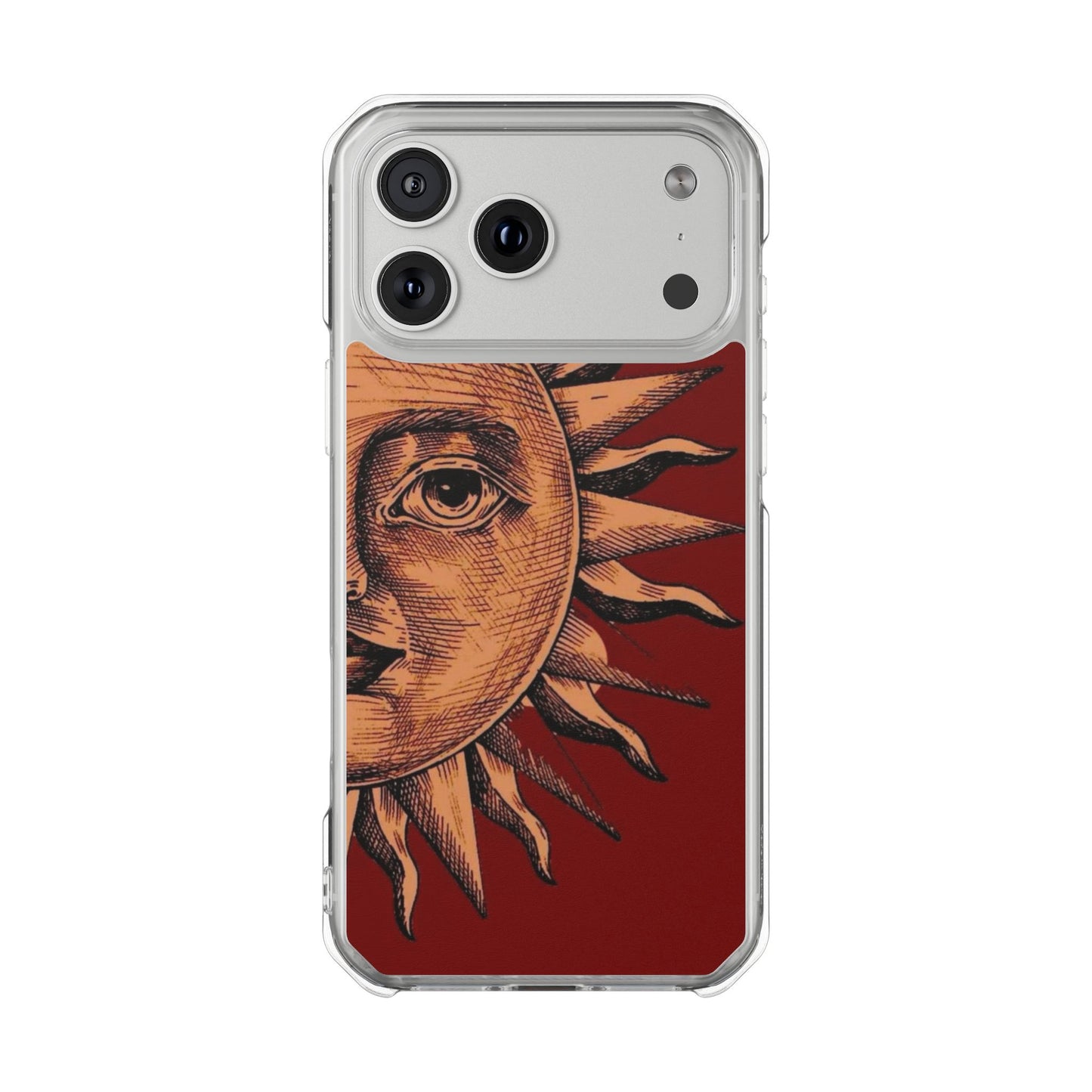 Vintage Sun Illustration Magnetic Clear Impact Phone Case