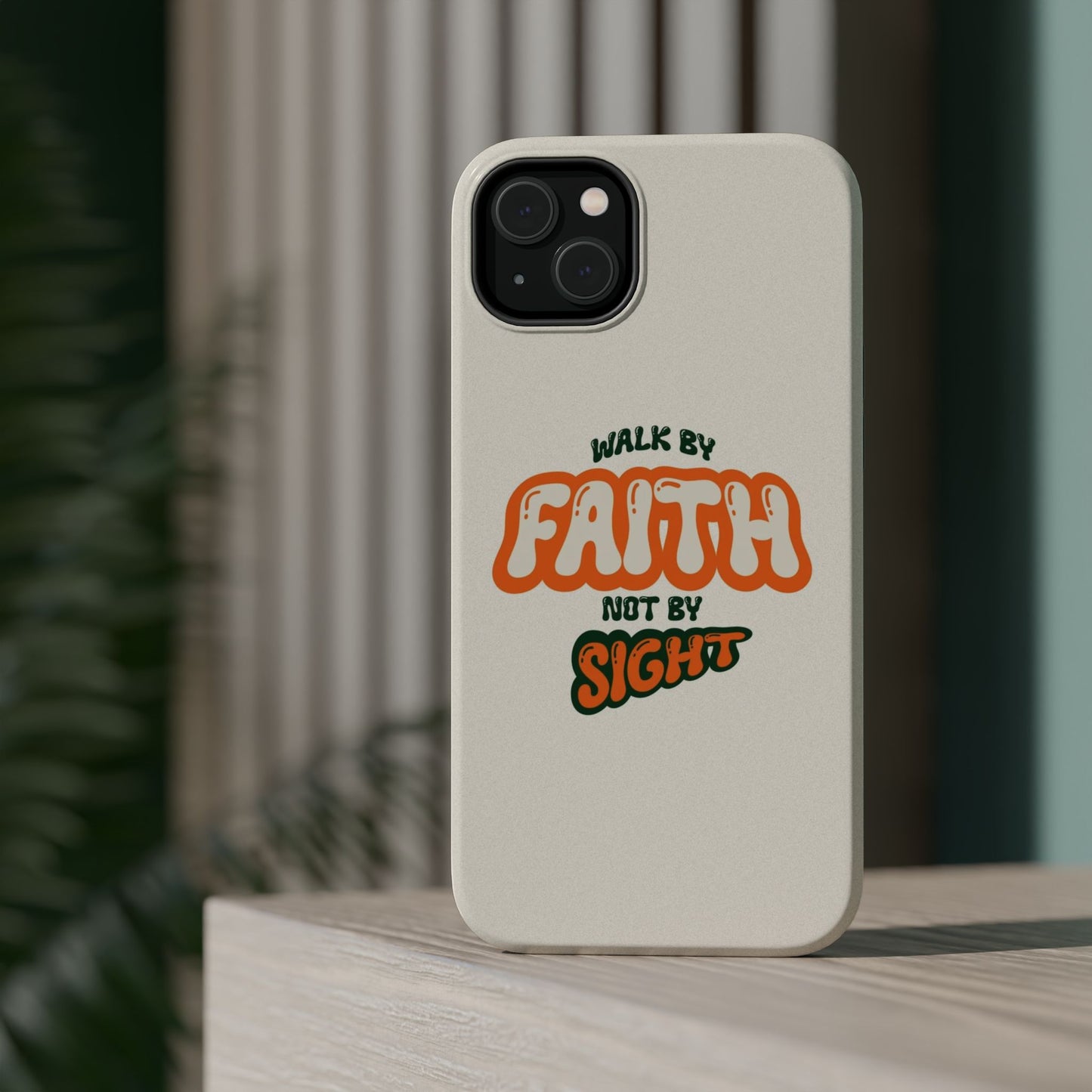 Magnetic Impact-Resistant Case — "Walk by Faith Not by Sight" Inspirational Phone Cover