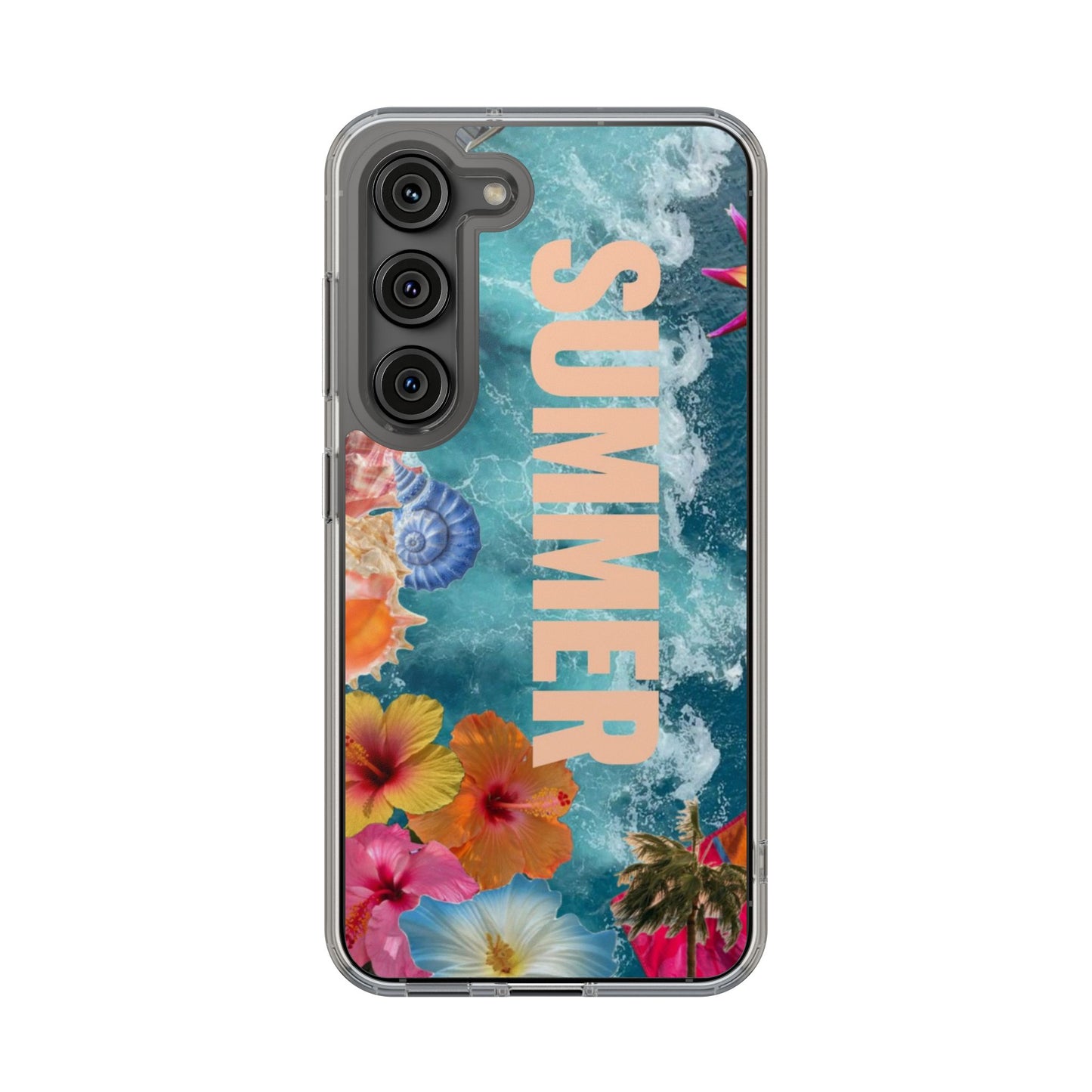 Summer Floral Clear Impact Phone Case — "SUMMER" Tropical Hibiscus Design
