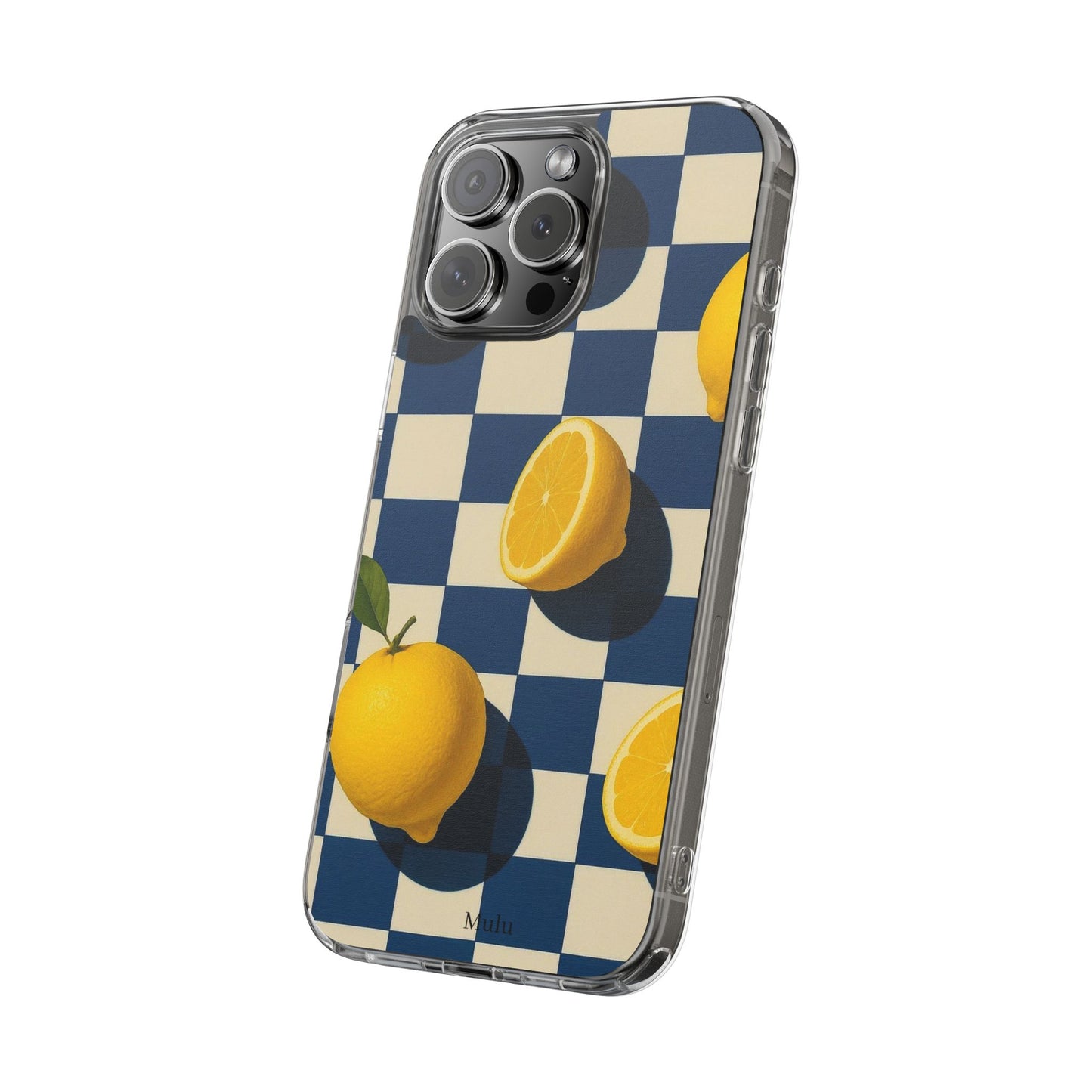 Clear Impact-Resistant Case — Retro Checkered Lemons Phone Case