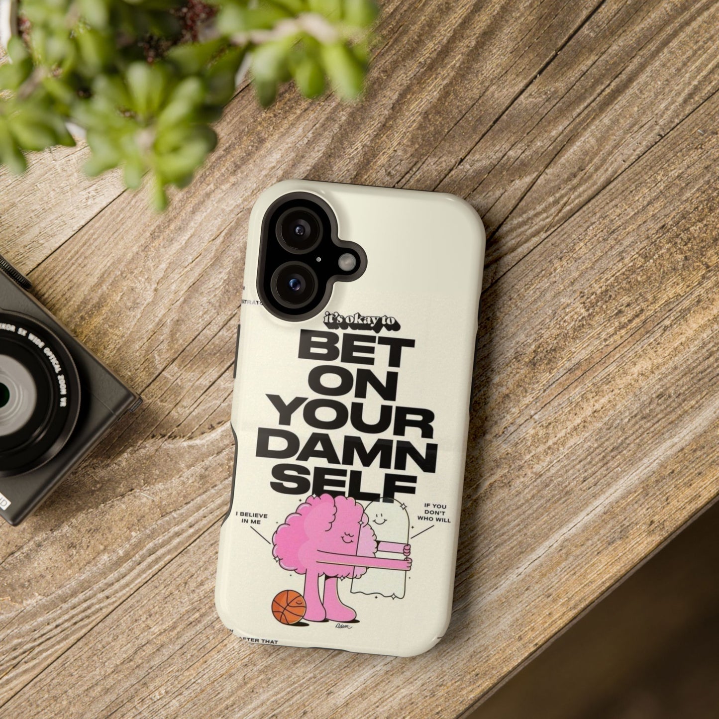 Magnetic Impact-Resistant Case — "Bet On Your Damn Self" Motivational Phone Cover