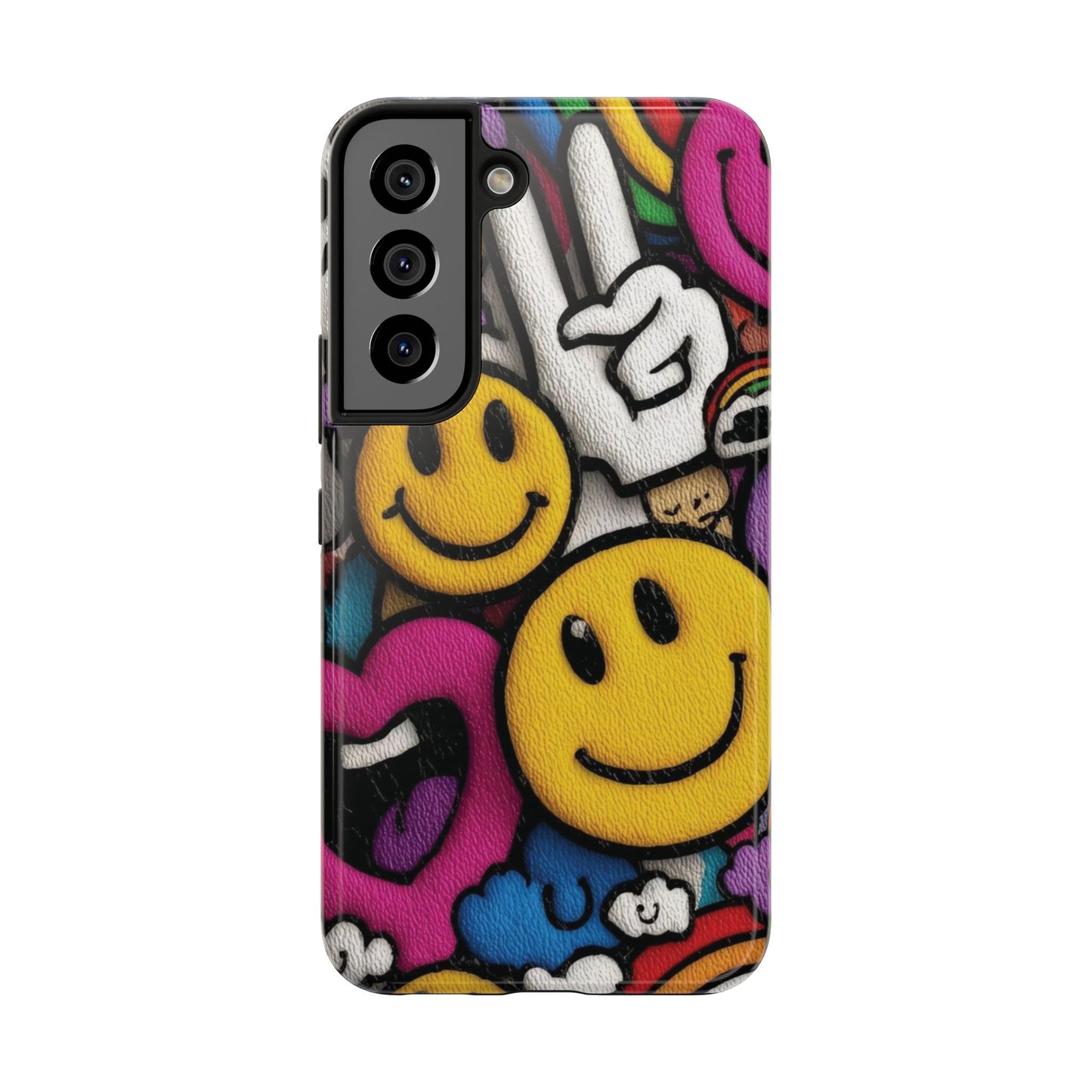 Smiley Graffiti Tough Phone Case – Colorful Urban Art Protection