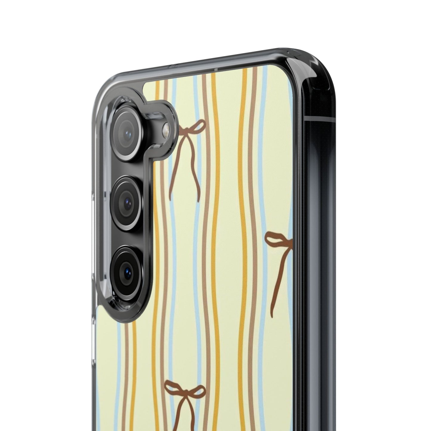 Ballet Ribbon Stripe Clear Impact Phone Case — Pastel Yellow Protective Cover