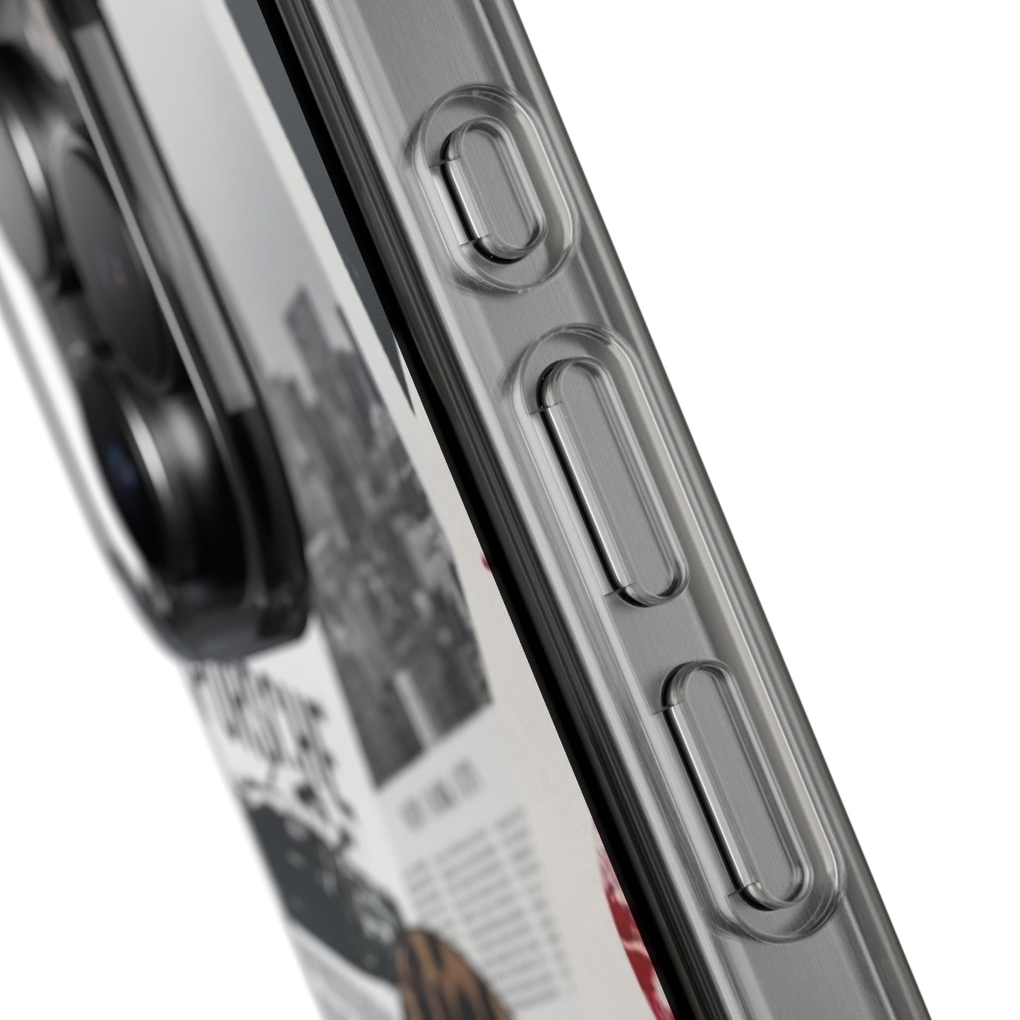 Clear Impact-Resistant Phone Case — Collage Luxury Leopard & Vintage Car Design