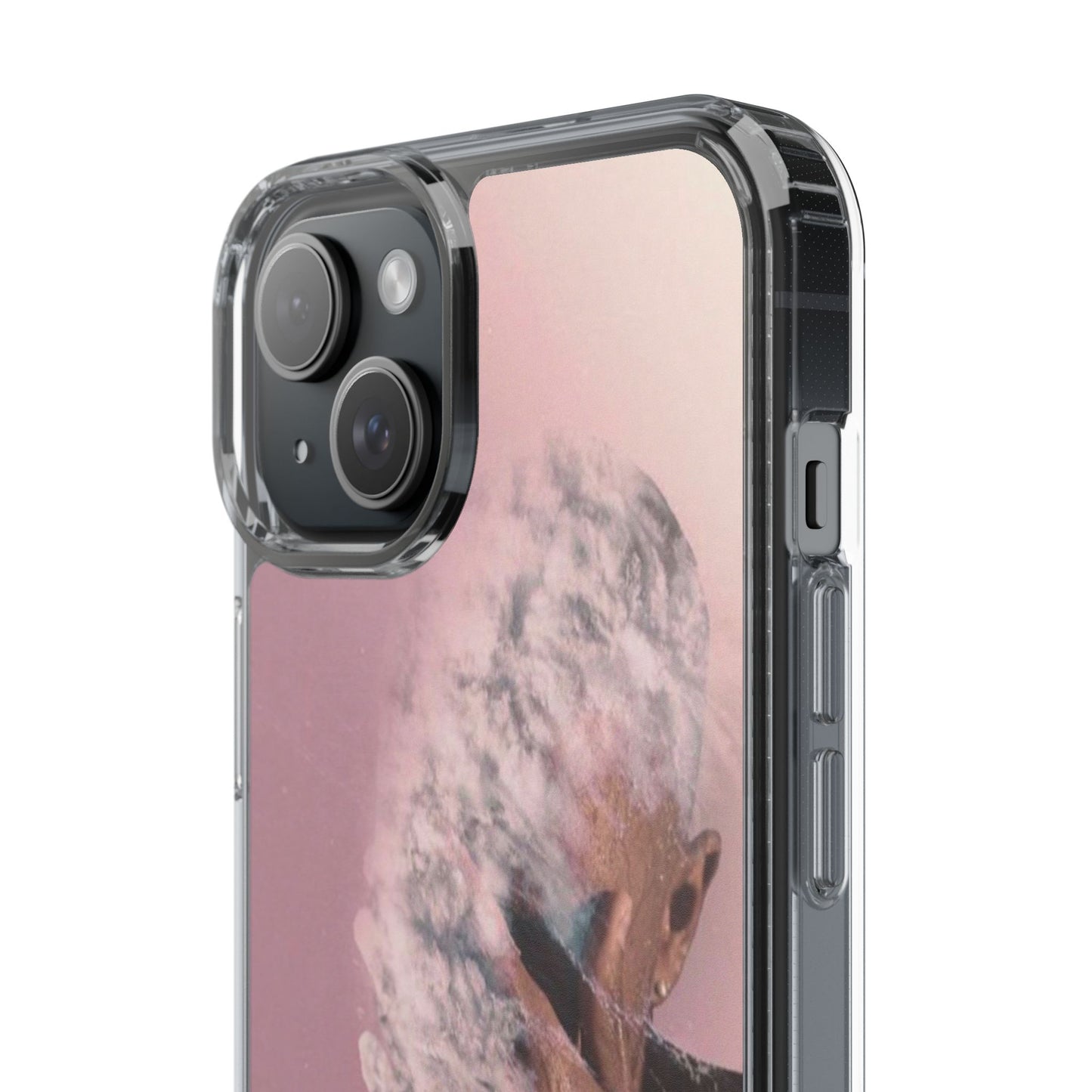 Clear Phone Case — Pink Floral Smoke Art iPhone Case