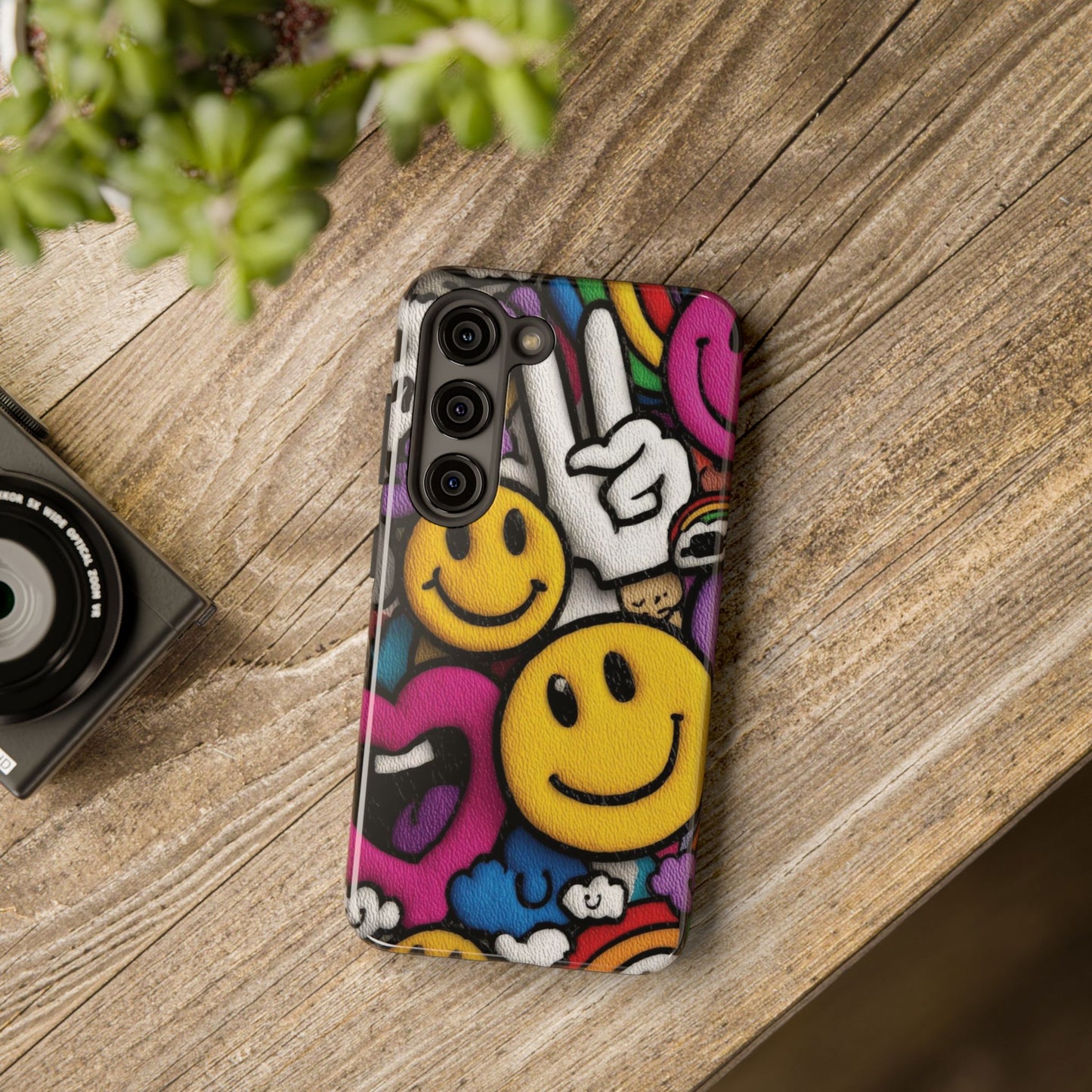 Smiley Graffiti Tough Phone Case – Colorful Urban Art Protection