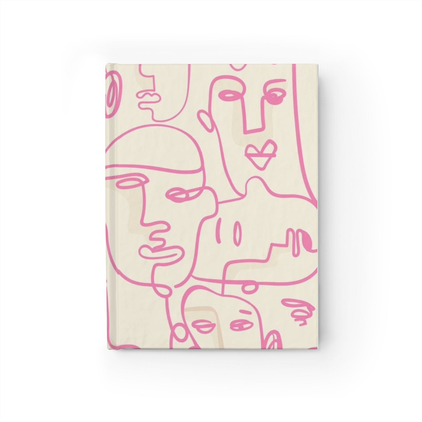 Abstract Faces Ruled Journal — Pink Line Art Notebook for Sketching, Notes & Daily Journaling