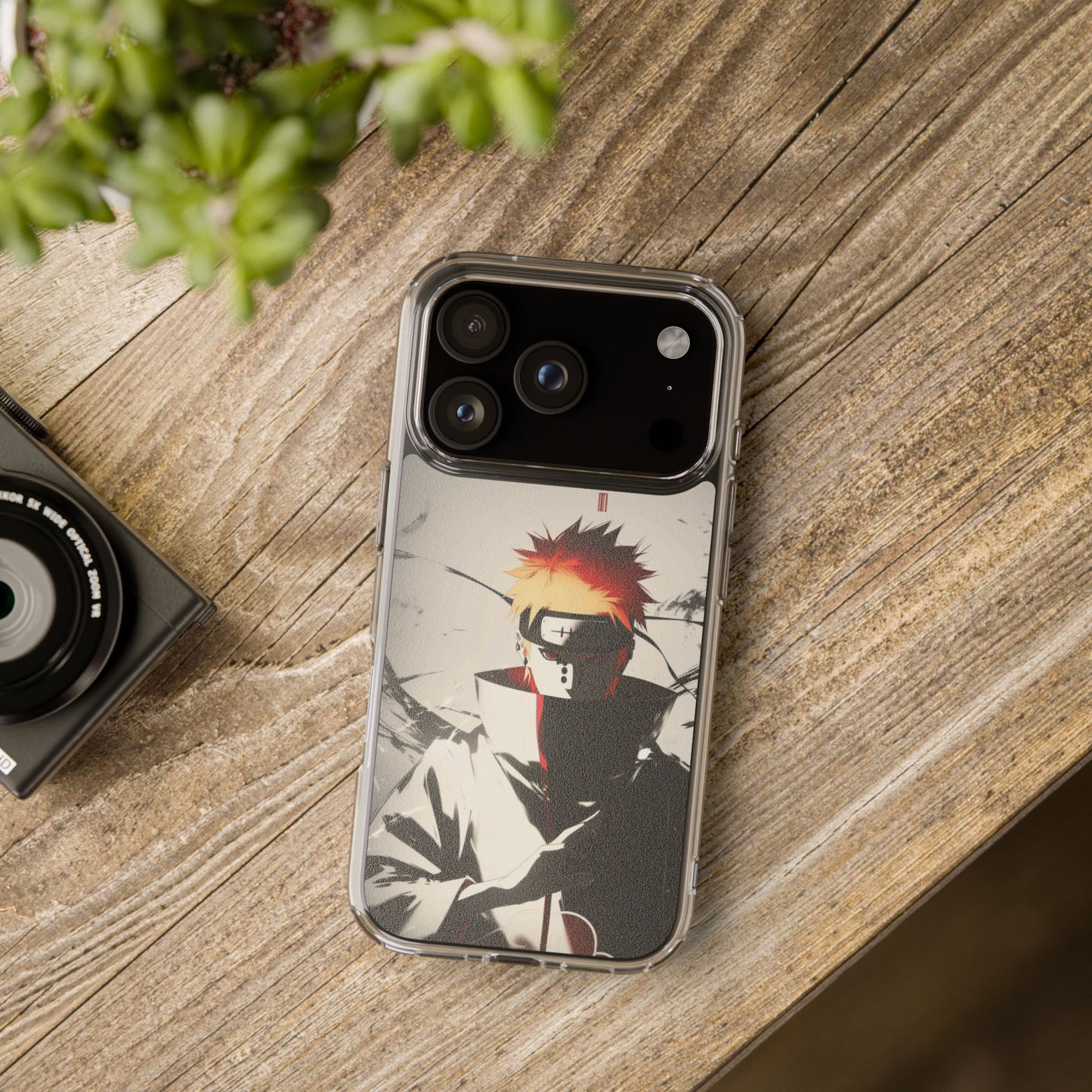 Clear Impact-Resistant Phone Case — Anime Akatsuki Shadow Design