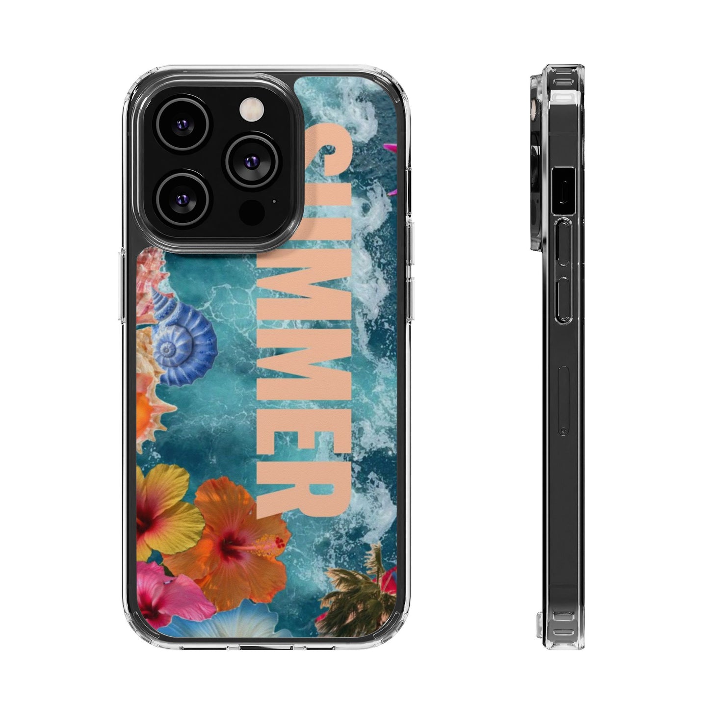 Summer Floral Clear Impact Phone Case — "SUMMER" Tropical Hibiscus Design