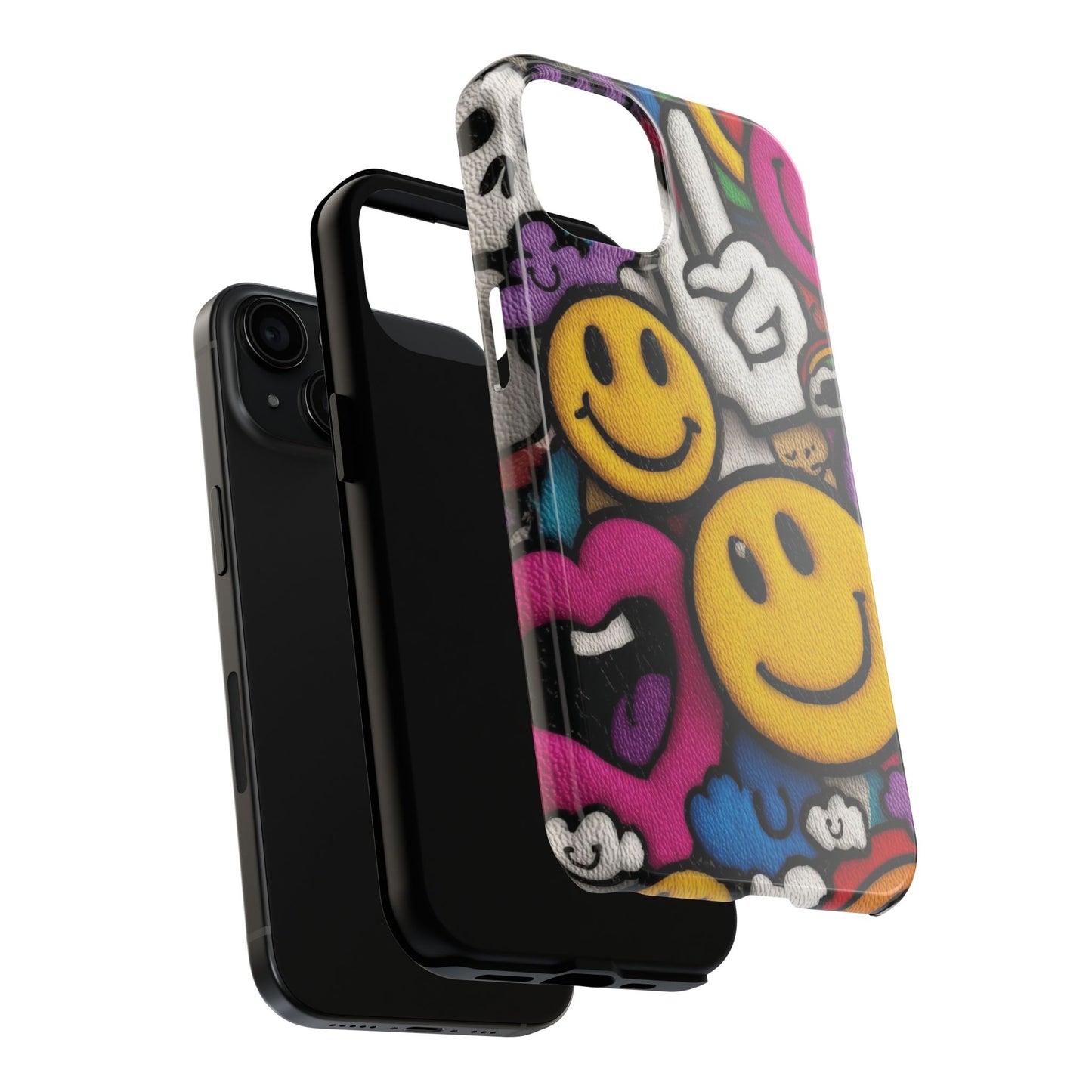 Smiley Graffiti Tough Phone Case – Colorful Urban Art Protection