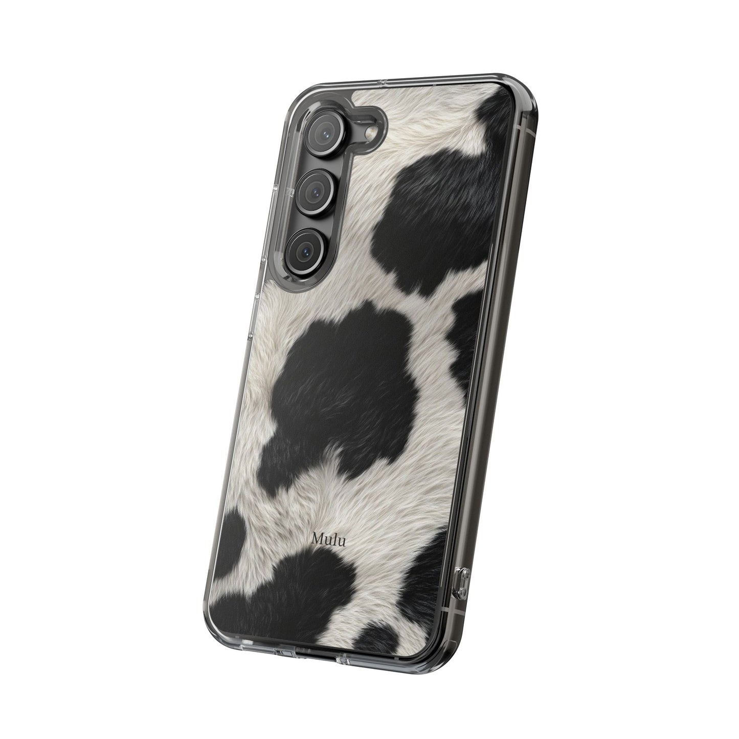 Cow Print Clear Impact Phone Case — Faux Fur Black & White Protection