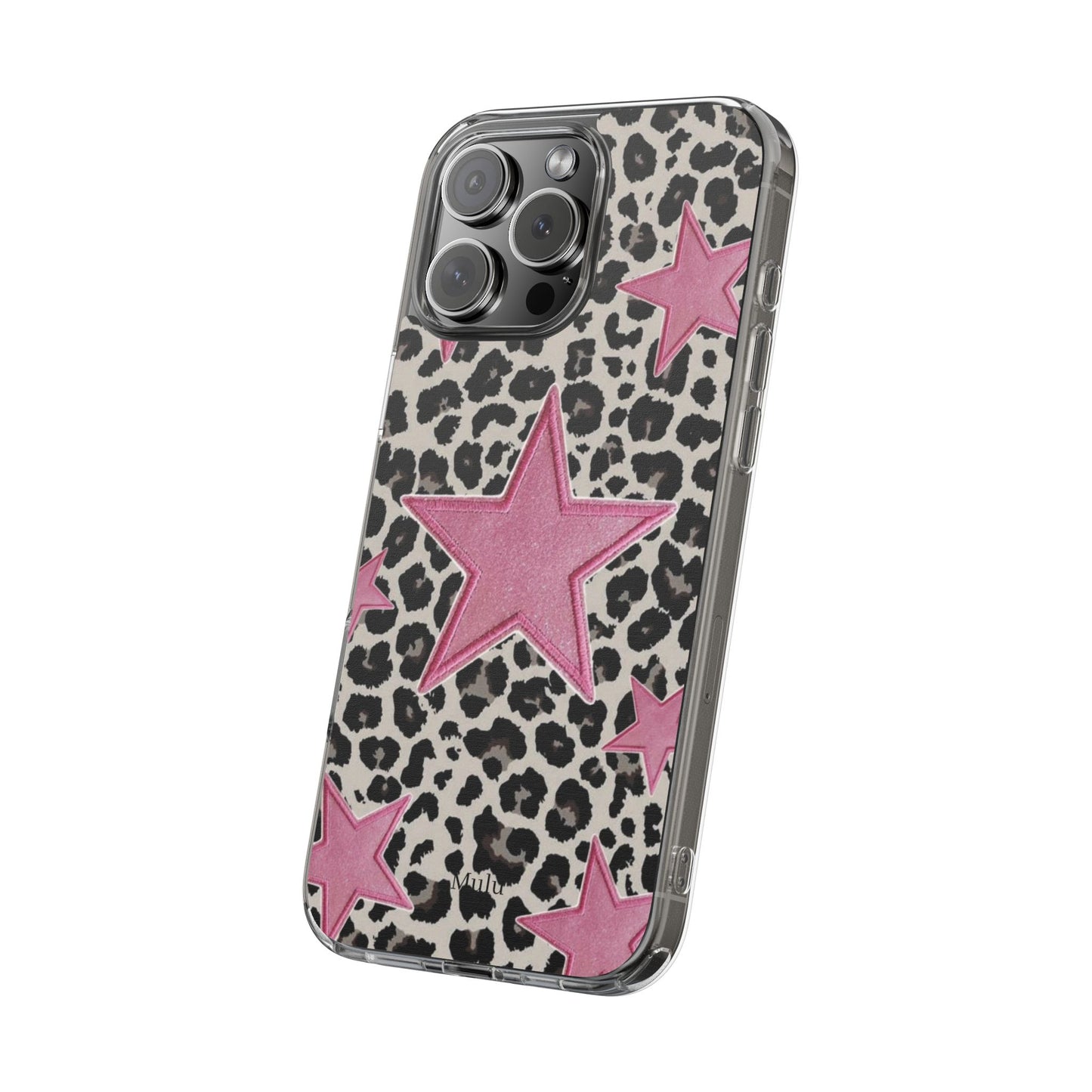 Pink Star Leopard Clear Impact Phone Case