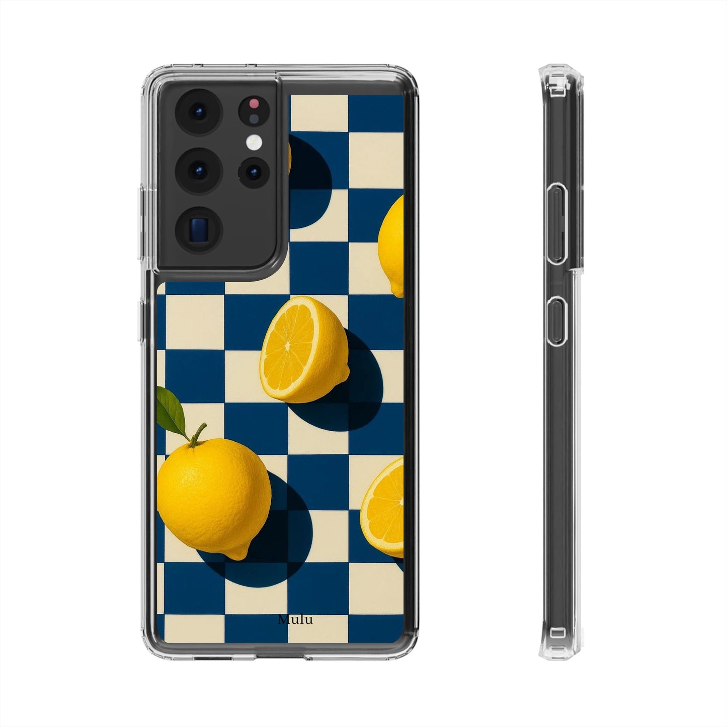 Clear Impact-Resistant Case — Retro Checkered Lemons Phone Case