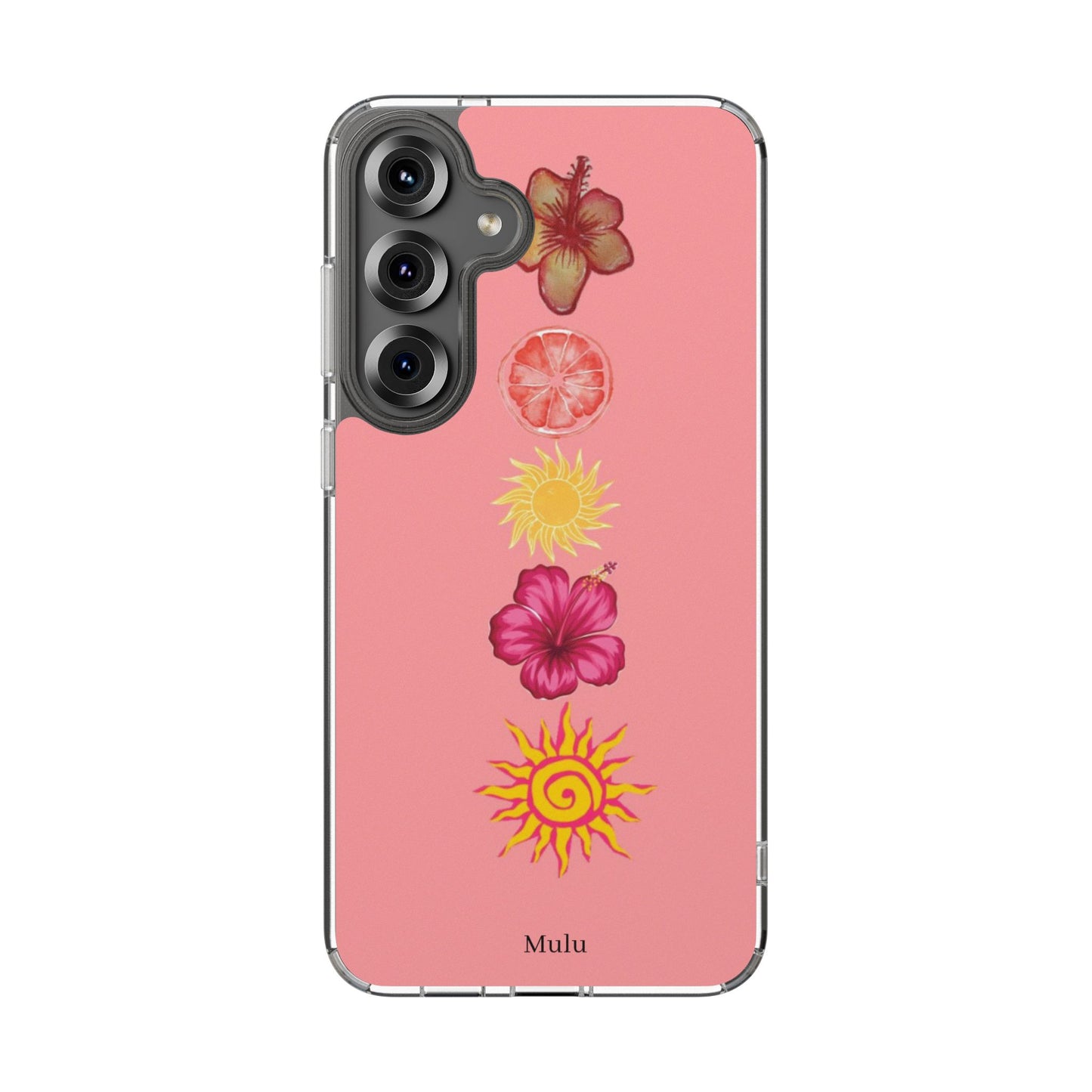Clear Impact-Resistant Phone Case — Tropical Sun & Hibiscus Floral Design