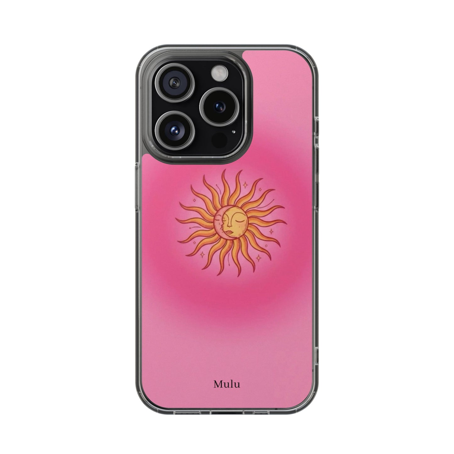 Pink Sun Phone Case — Radiant Sunburst Impact-Resistant Clear Case