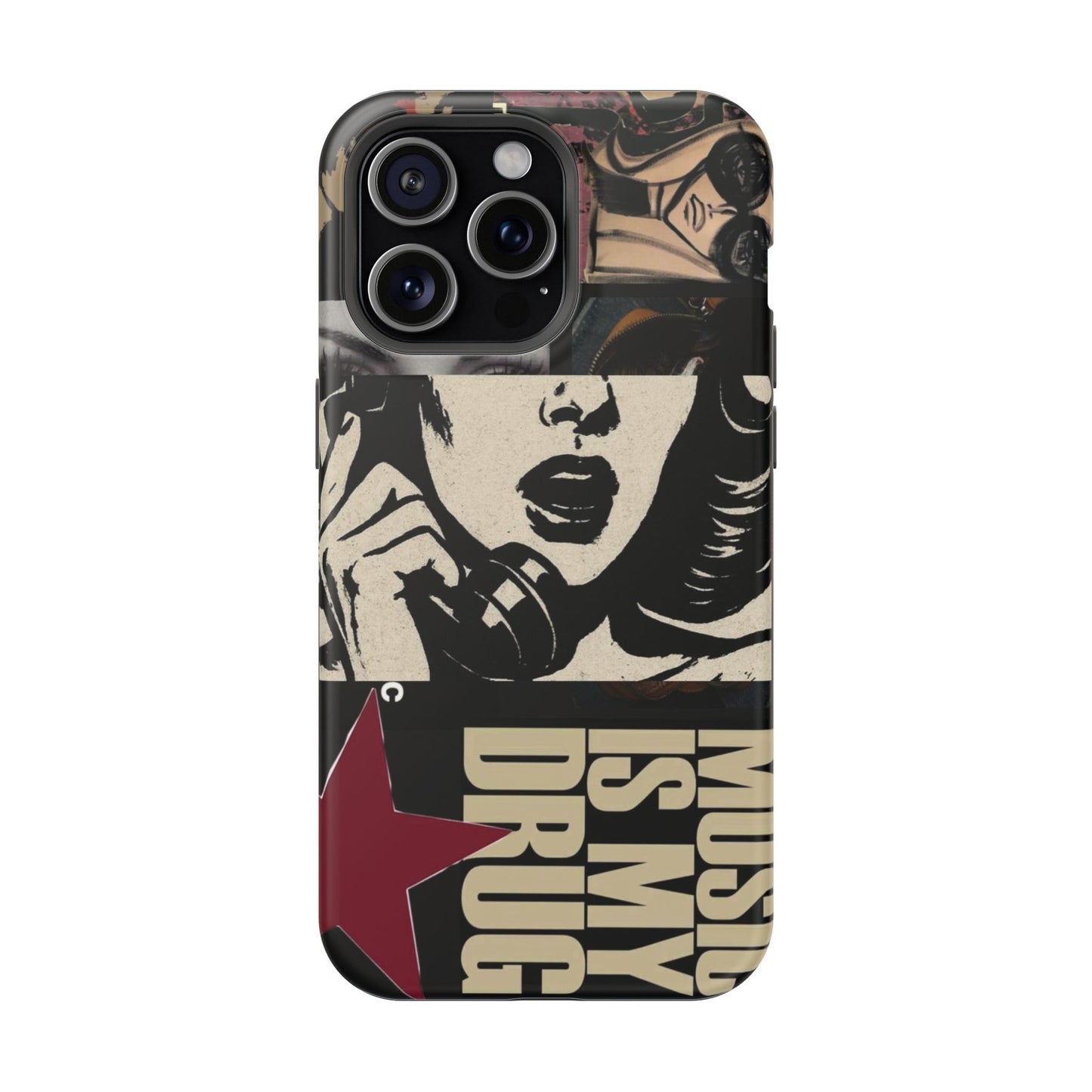Magnetic Impact Phone Case — Retro Pop Art "Music Is My Drug" Design