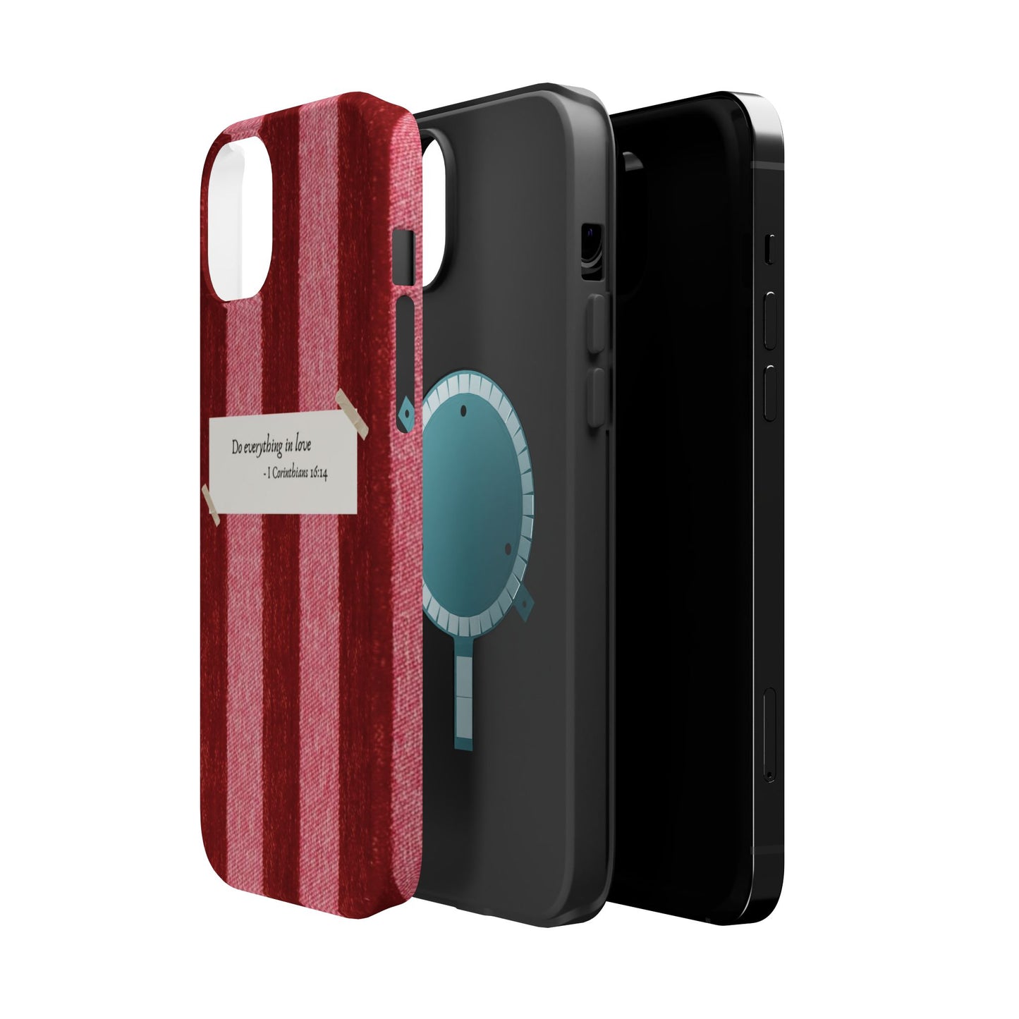 Christian Quote Red Stripe Phone Case — “Do everything in love” Magnetic Impact-Resistant Case