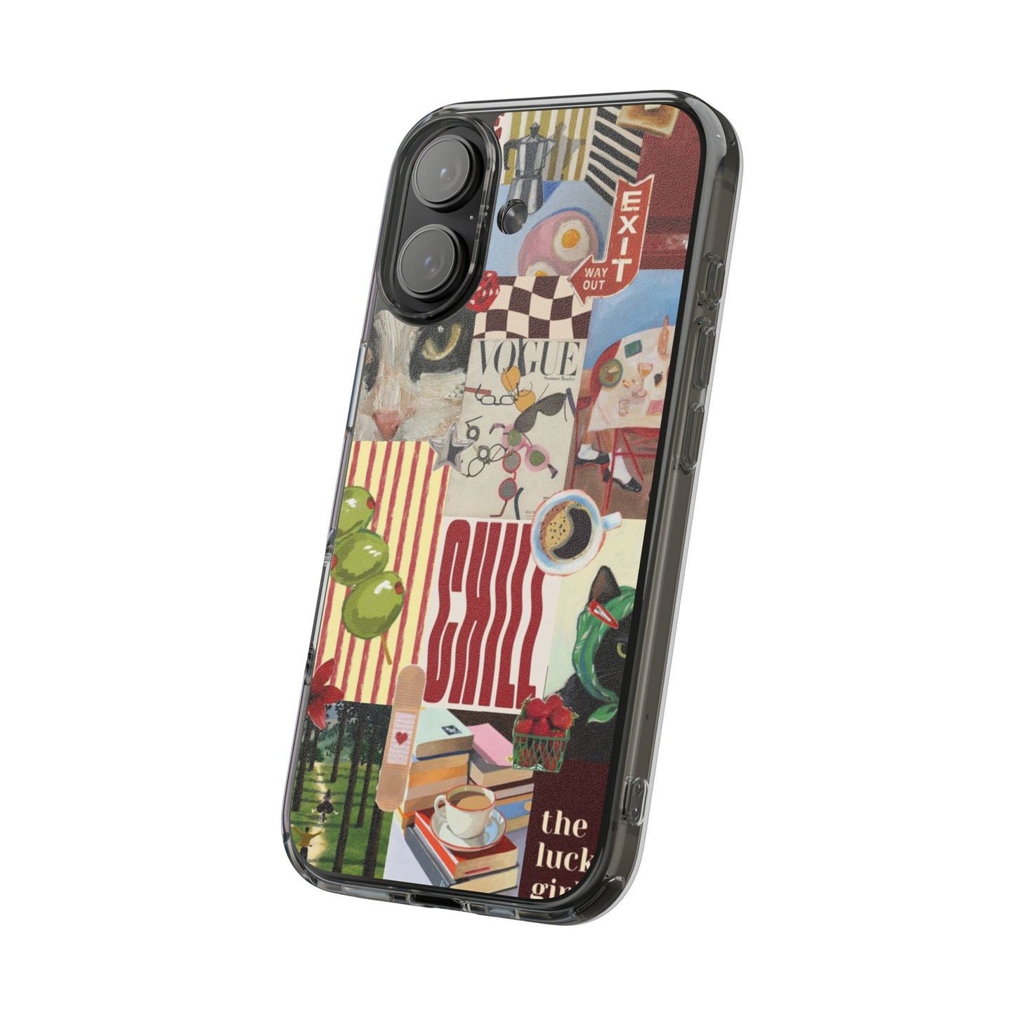 Collage Vintage Aesthetic Clear Impact-Resistant Phone Case