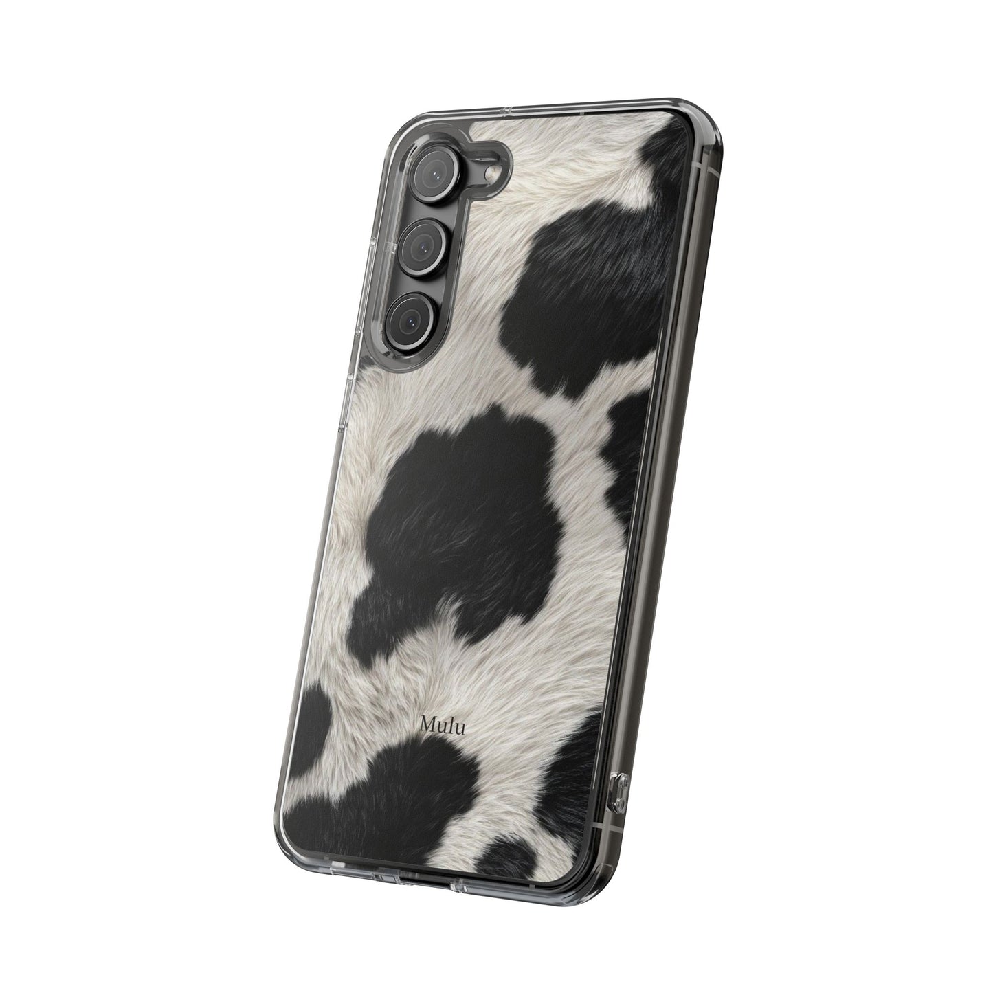 Cow Print Clear Impact Phone Case — Faux Fur Black & White Protection