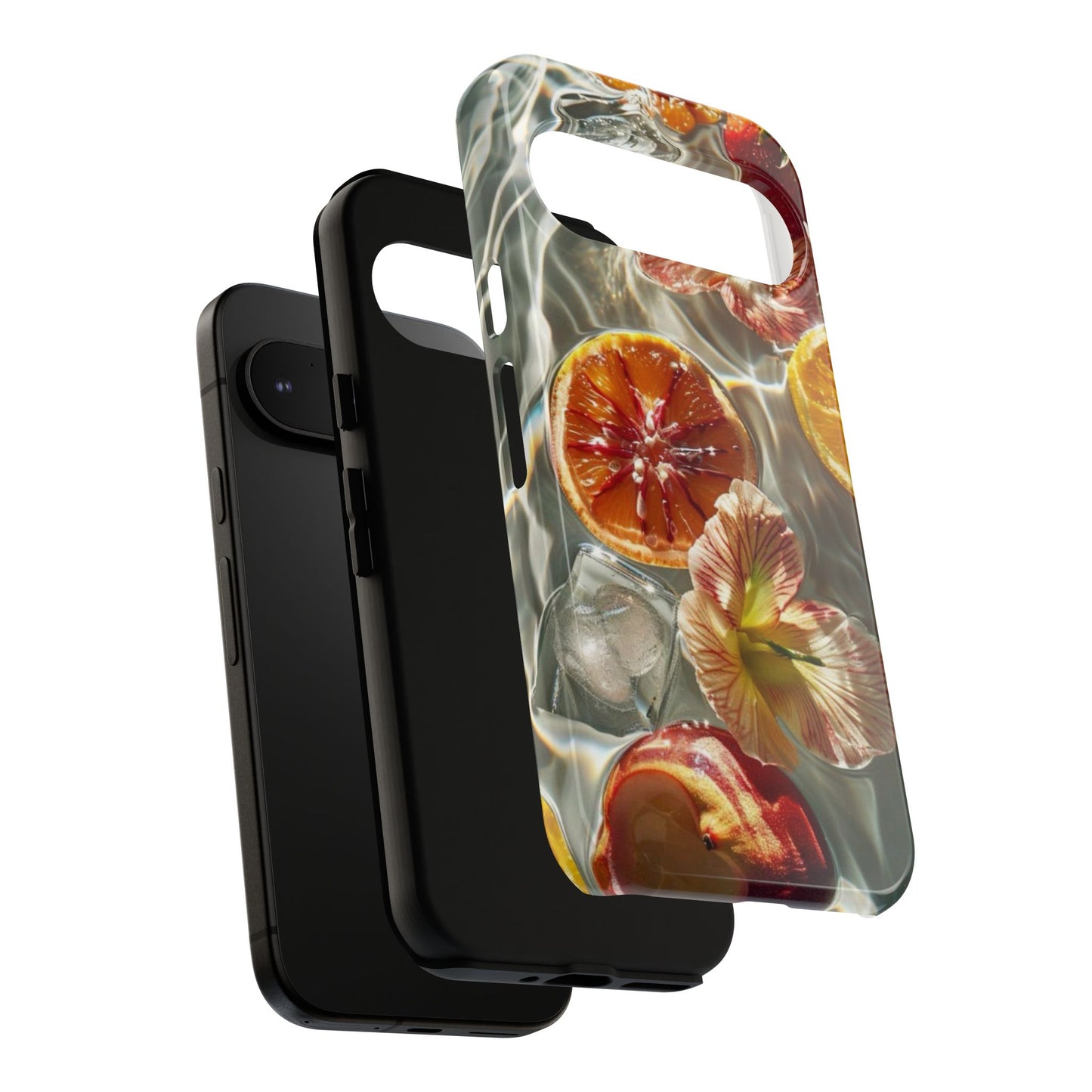 Citrus & Hibiscus Protective Phone Case – Summer Fruit Water Print Tough Case