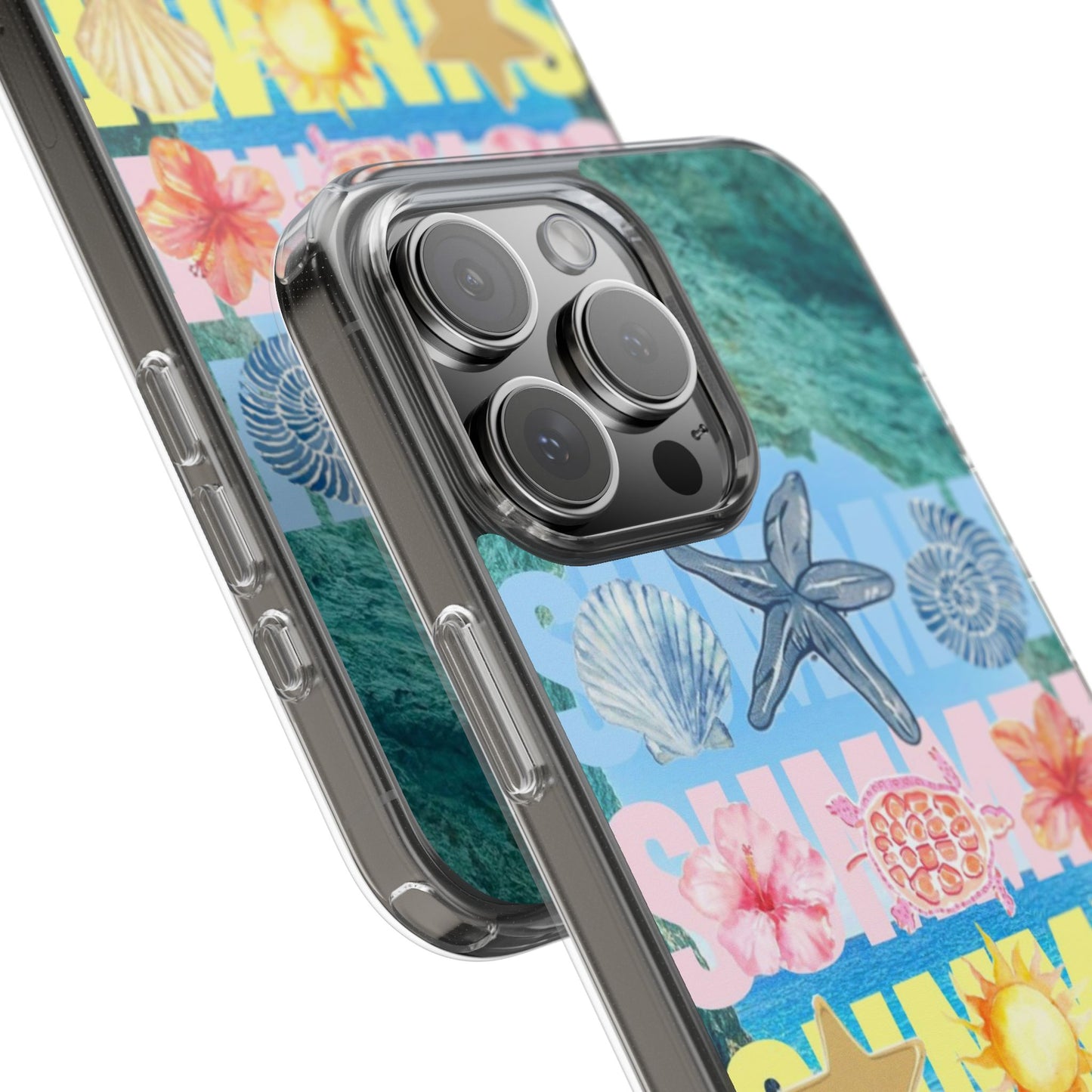 Clear Summer Beach Phone Case — Impact‑Resistant Tropical Design