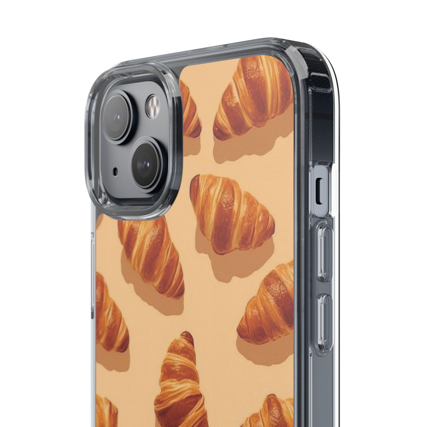 Croissant Pattern Clear Phone Case — Bakery-themed Transparent iPhone Cover