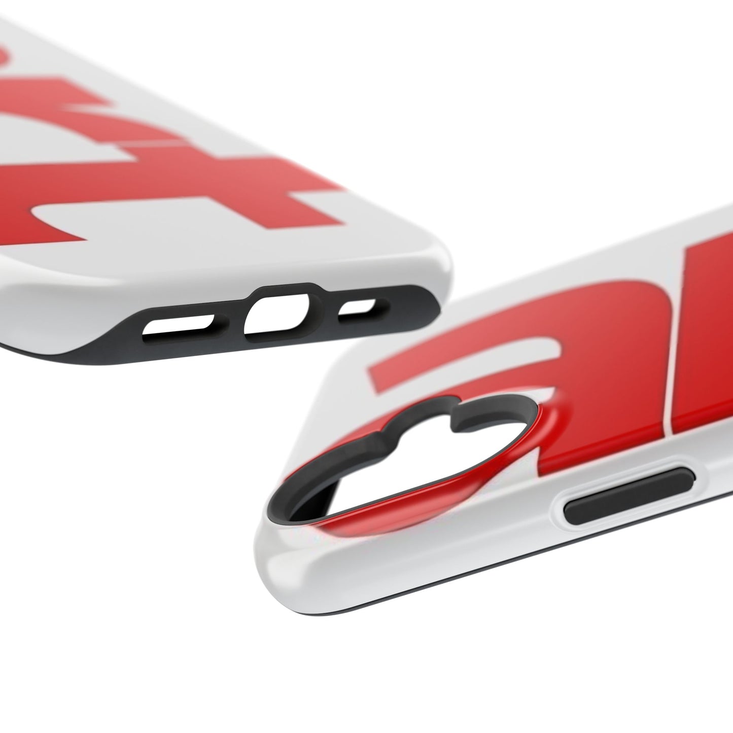 Magnetic Impact-Resistant Phone Case — Bold Red Typographic Design