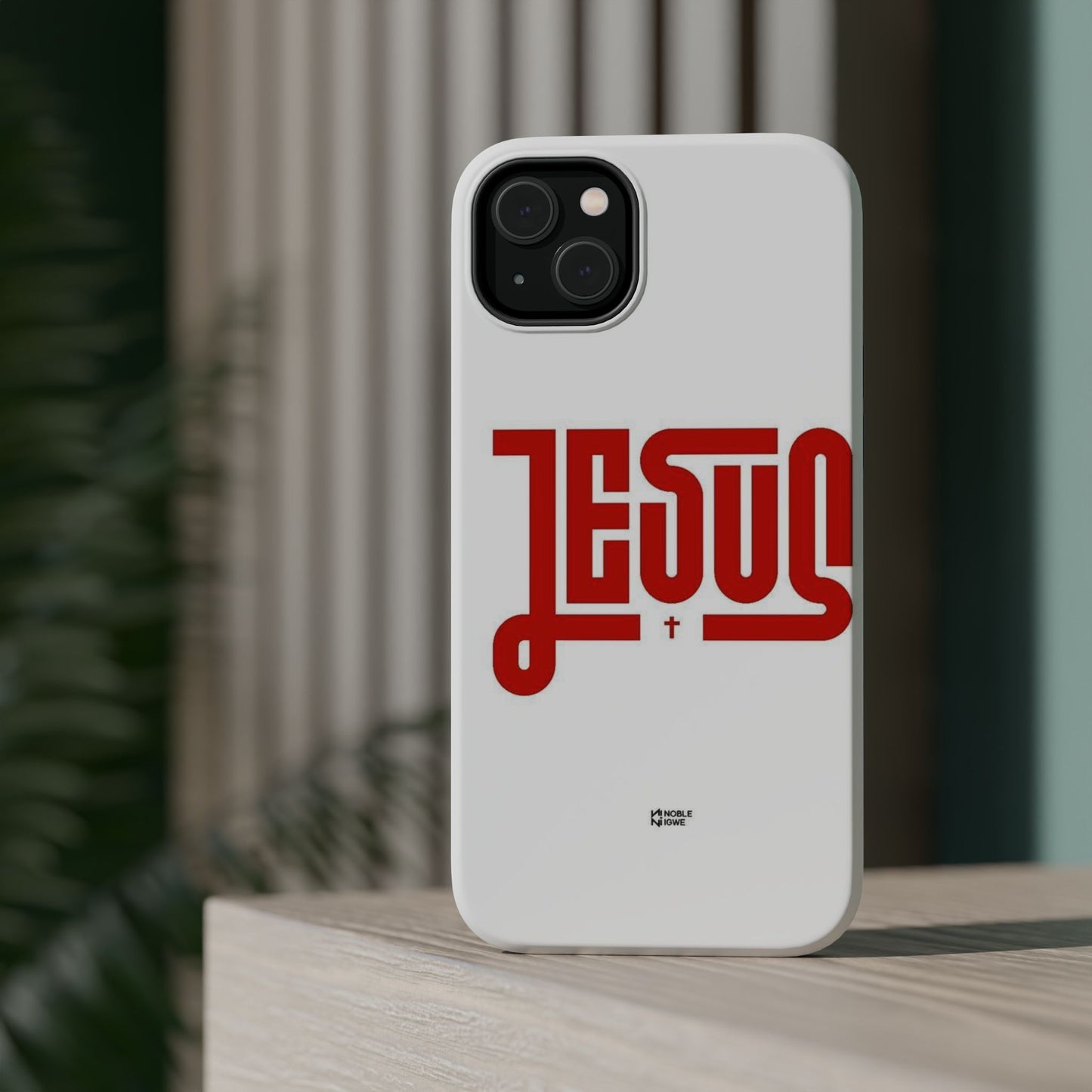 Jesus Magnetic Impact‑Resistant Phone Case — Bold Red Script Christian iPhone Cover