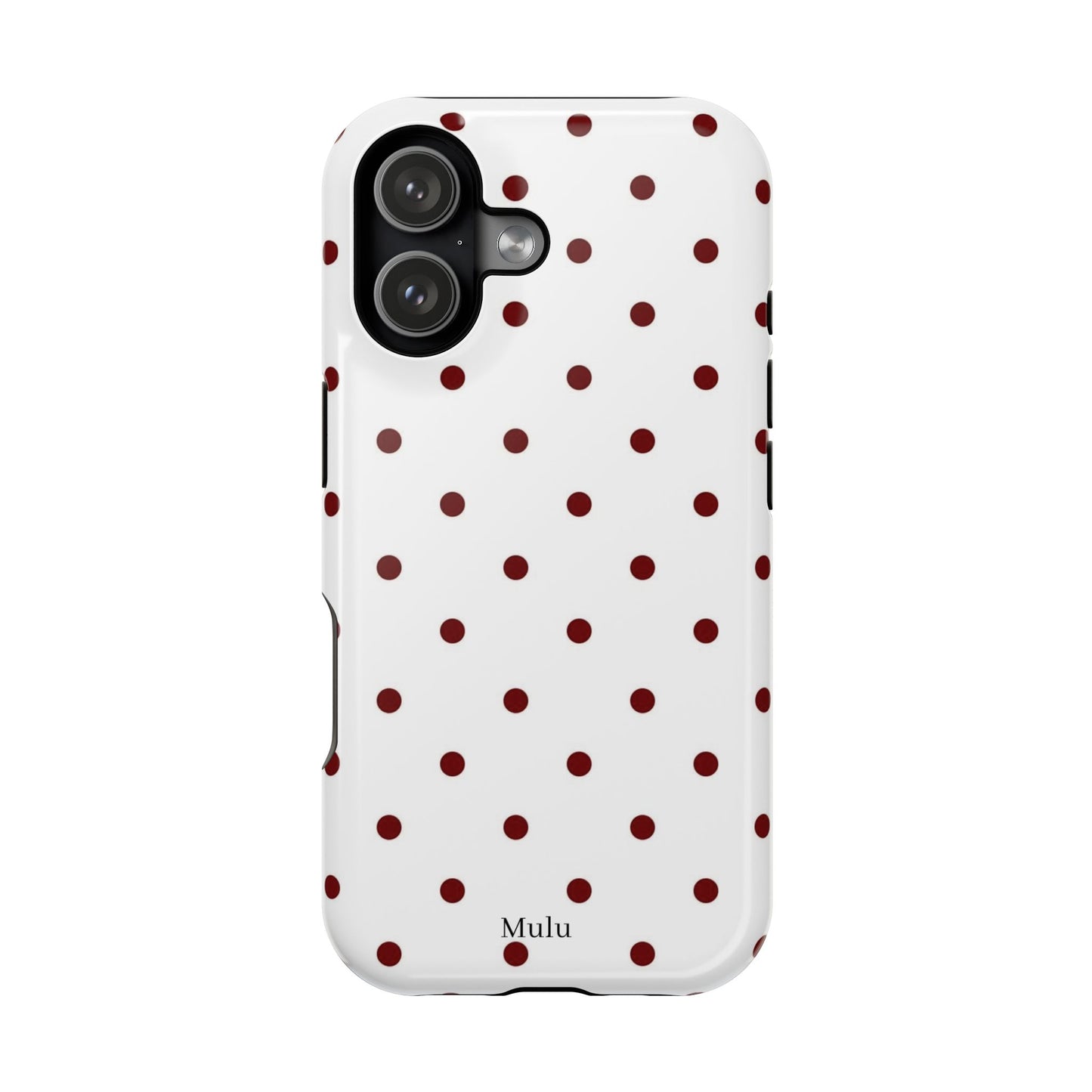 Polka Dot Magnetic Impact-Resistant Phone Case — Red Dots on White