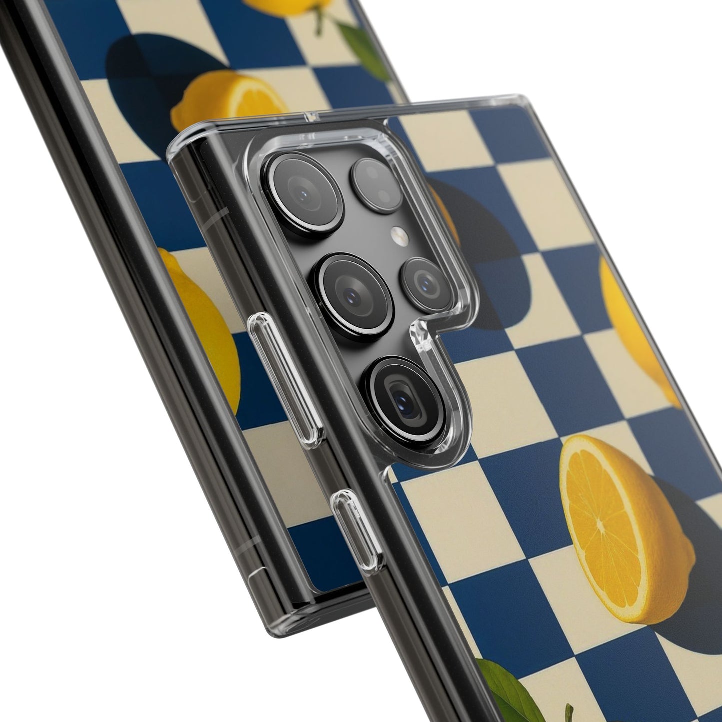 Clear Impact-Resistant Case — Retro Checkered Lemons Phone Case