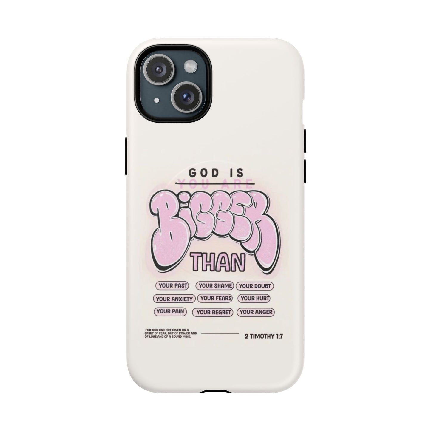 Tough Magnetic Phone Case — "God Is Bigger Than" Inspirational Pink Bubble Design