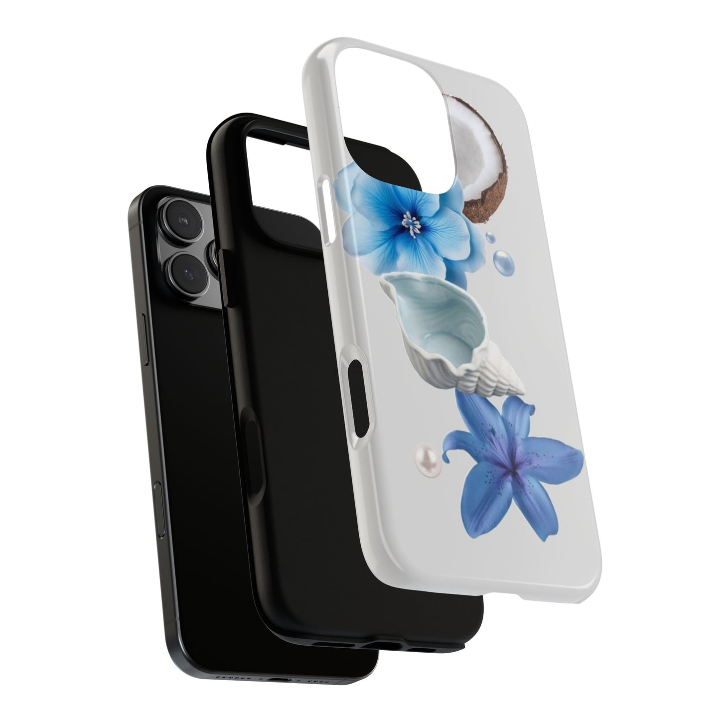 Tropical Blue Floral Phone Case — Coconut, Shell & Starfish Design