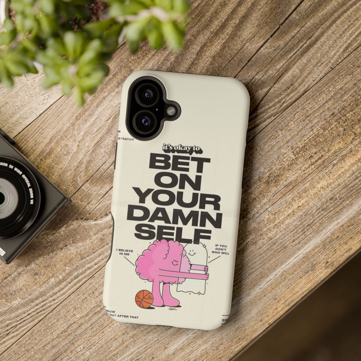 Magnetic Impact-Resistant Case — "Bet On Your Damn Self" Motivational Phone Cover