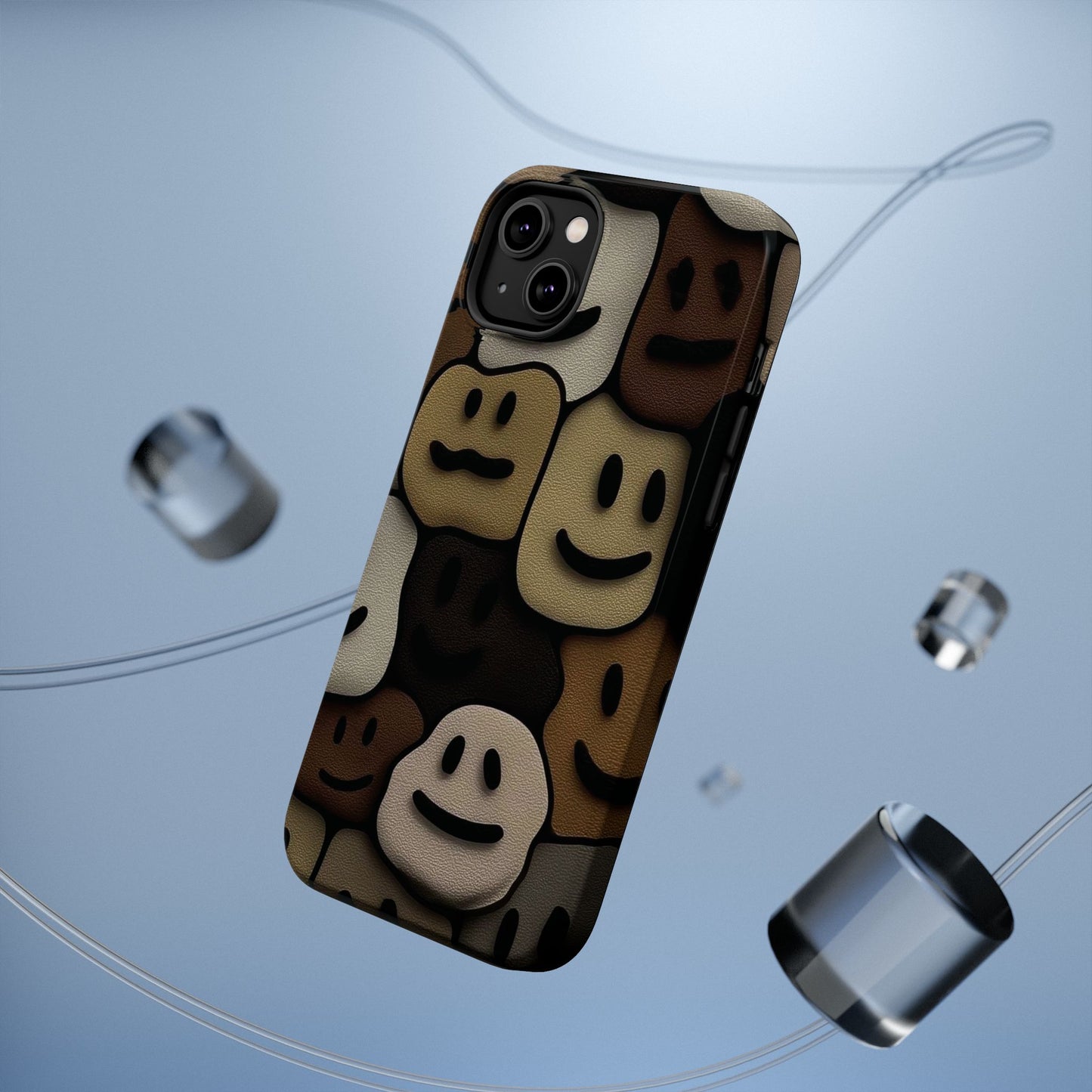 Magnetic Impact-Resistant Case — Brown Smiley Tile Phone Cover