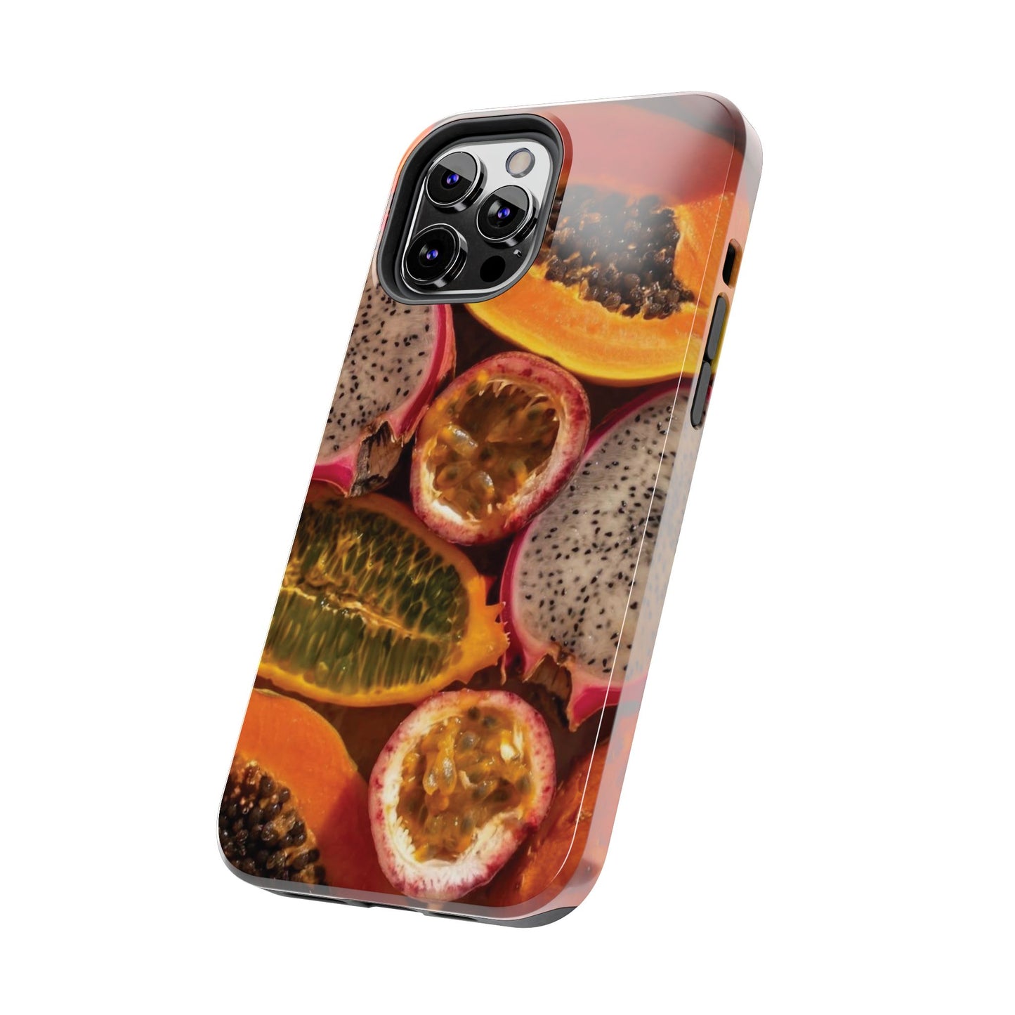 Tropical Fruit Tough Phone Case — Papaya & Dragon Fruit Design