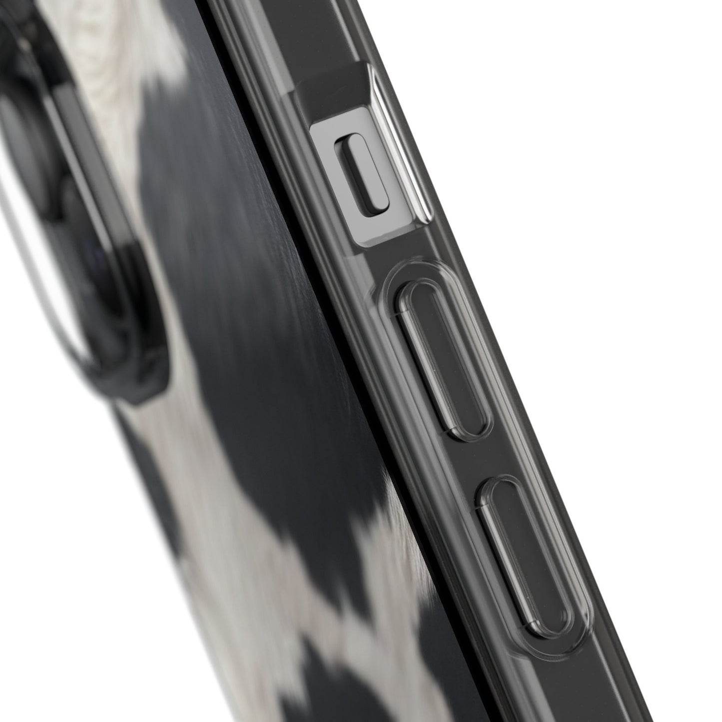 Cow Print Clear Impact Phone Case — Faux Fur Black & White Protection