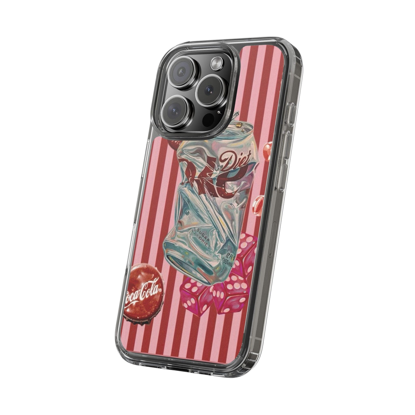 Diet Cola Crush Clear Phone Case – Retro Soda Pop Design