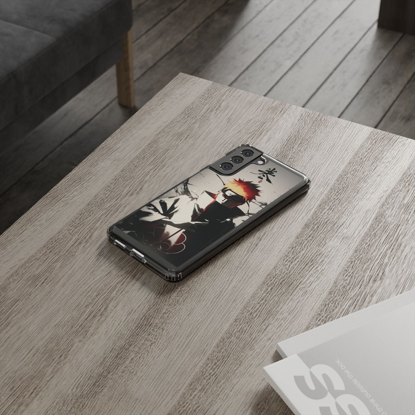 Clear Impact-Resistant Phone Case — Anime Akatsuki Shadow Design