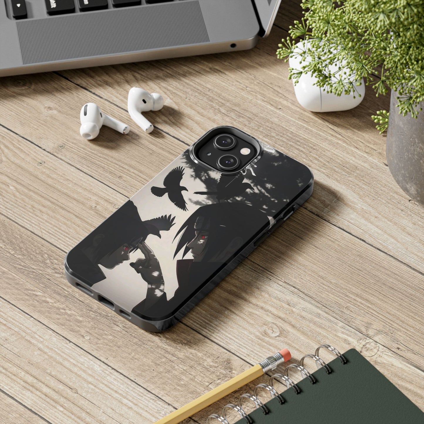 Anime Raven Silhouette Phone Case — Dark Red Eye Tough Protective Case